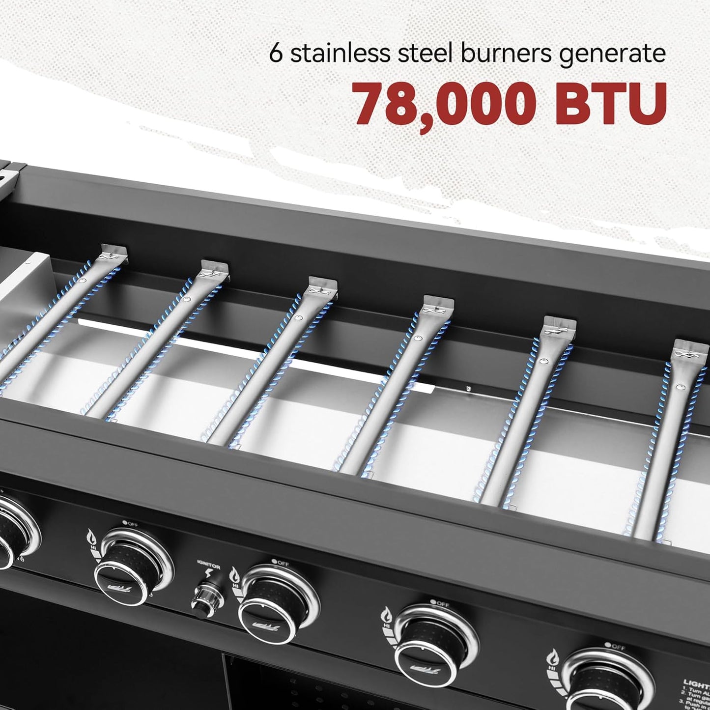 Royal Gourmet GB6000 6 Burner Propane Gas Griddle with Folding Side Tables, 44-Inch Flat Top Grill with Double-Layer Bottom Shelves for Outdoor Party or Backyard Barbecue, Black