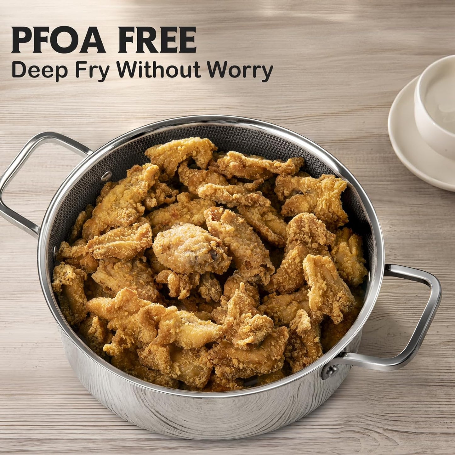 Saute Pan Set,Hybrid Non Stick 5 Quart Everyday pan,10 inch skillet,8 inch skillet,Chicken Fryer, PFOA Free Cookware,Deep Frying Pans with Lid,Dishwasher and Oven Safe,Works on All Cooktops