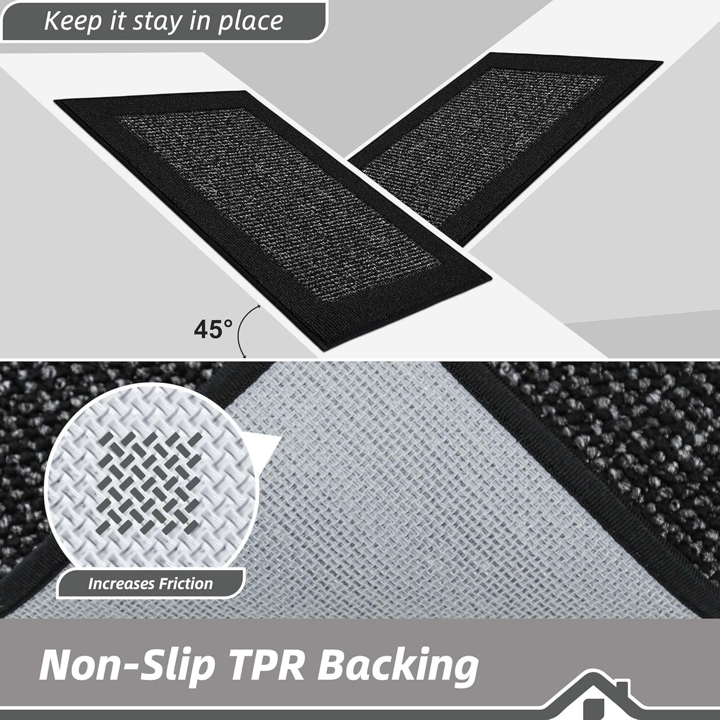 BEQHAUSE Indoor Door Mat 36" x 60", Dirt Trapper Door Mats Non-Slip Entryway Rugs Washable, Resist Dirt Absorbent Welcome Mat, Low Profile Floor Mats for Front Back Door and Entryway, Black