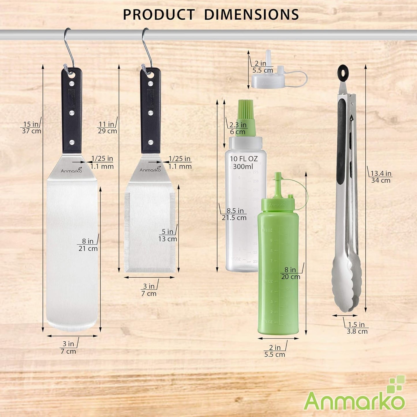 Metal Spatula Set of 4 - Griddle Accessories kit - Grill Flat Spatula Pancake Flipper Hamburger Turner - Metal Utensil Great for BBQ Grill Flat Top Cast Iron Griddle
