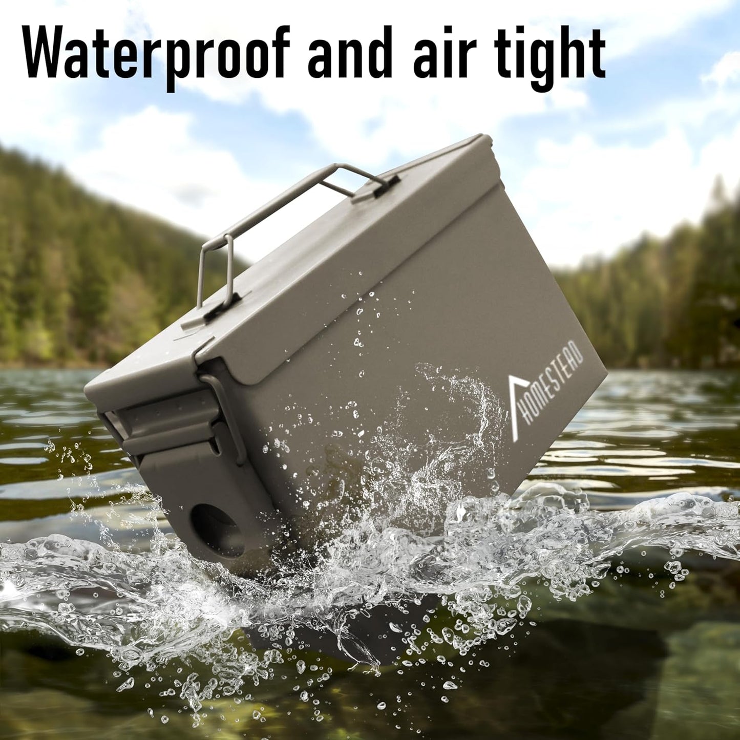 HOMESTEAD 30 Cal Metal Ammo Cans – 4 Pack M19A1 Military Steel Storage Boxes, Airtight & Water-Resistant Containers for Ammunition or Tools, Dark Brown