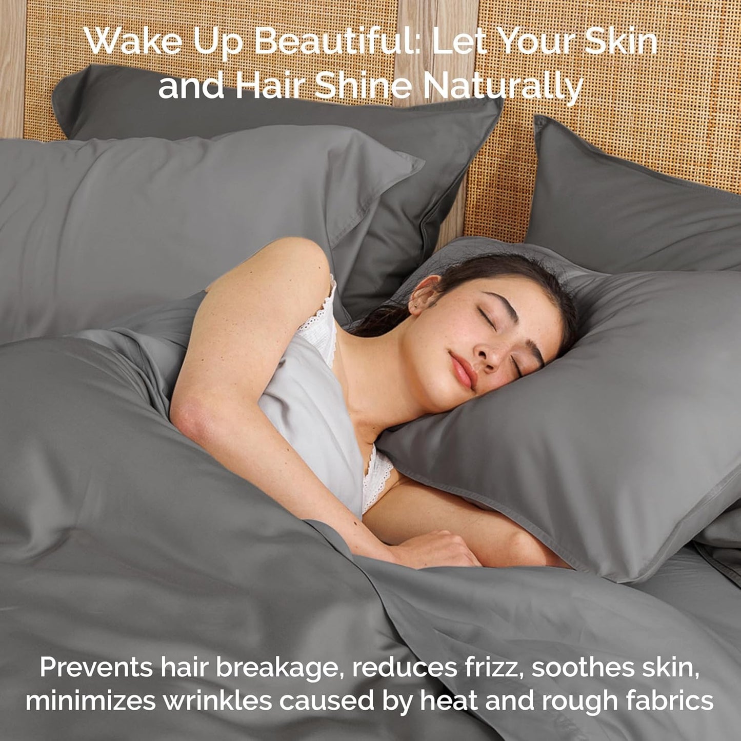 100% Viscose from Bamboo Sheets King Size, Super Soft Bedding Set, 4PC Cooling Sheets for Hot Sleepers, Vegan Silk Moisture Wicking, Organically Grown Bedsheet, Steel - 76" x 80"