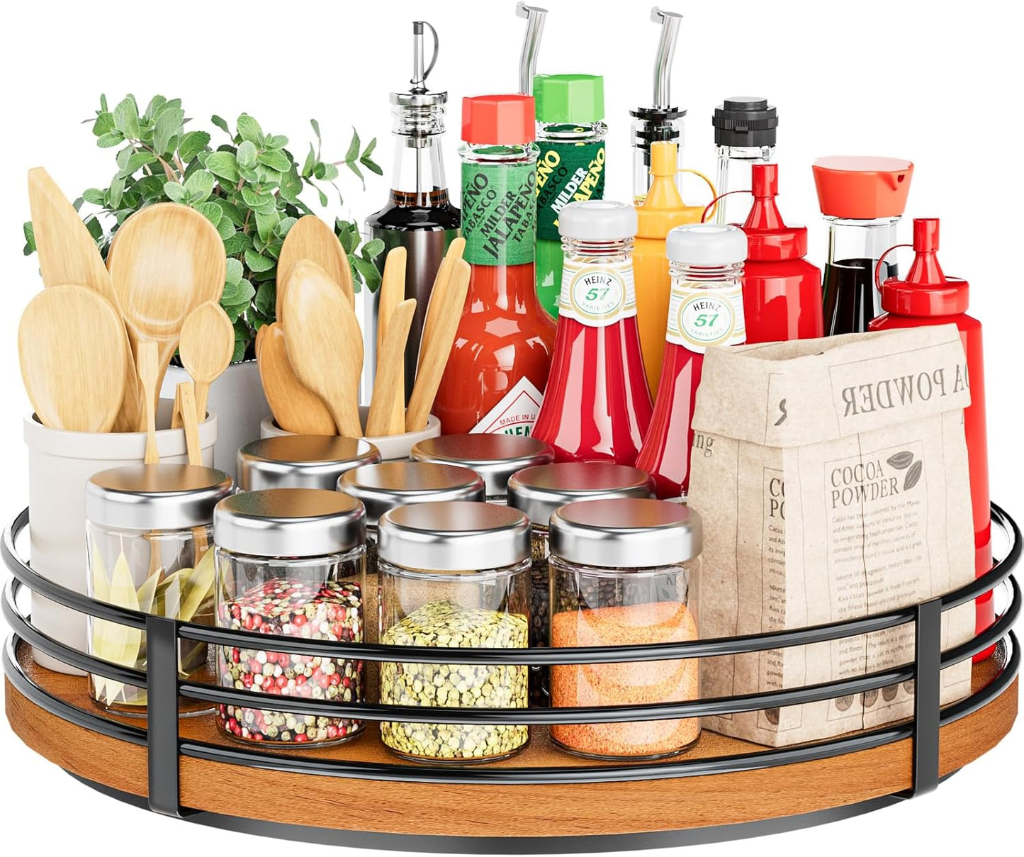 12" Lazy Susan Turntable Organizer - Oak Wood Lazy Susan for Cabinet Kitchen Countertop Dining Table Pantry Cupboard Bathroom Coffee Bar Storage Spice Rack Home Decor