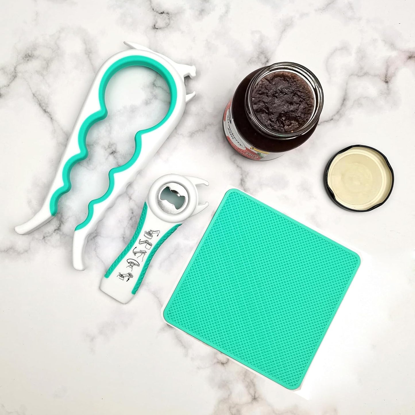 Latest Jar Opener and 5 in 1 Bottle Opener with Rubber Jar gripper Pad Ideal for Seniors with arthritis Weak Hands and Low Strength