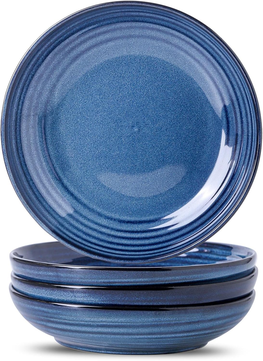 MEKY Ceramic Pasta Bowls, 8.7 Inch Serving Bowls for Salad, 32oz Soup & Fruit, Set of 4,Microwave & Dishwasher Safe, Dinnerware for Family, Entertaining & Everyday Meals (Blue)