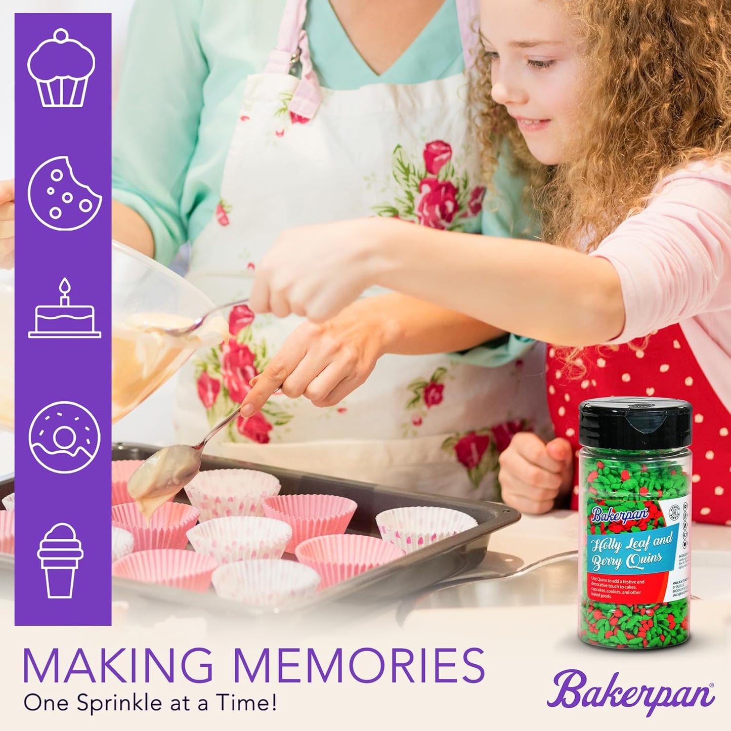 Bakerpan Quins Sprinkles for Cake Decorating - 4 Ounces - Silver Edible Confetti Sprinkles for Cupcakes, Ice Cream, Cookies, Cakes (Made in USA)