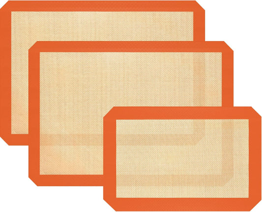 Silicone Baking Mat, 3 Pack Reusable Baking Mat, Non-Stick, Food Safe Silicone Mats for Baking, Oven Baking Sheet for Making Cookies, Macaroons, Bread