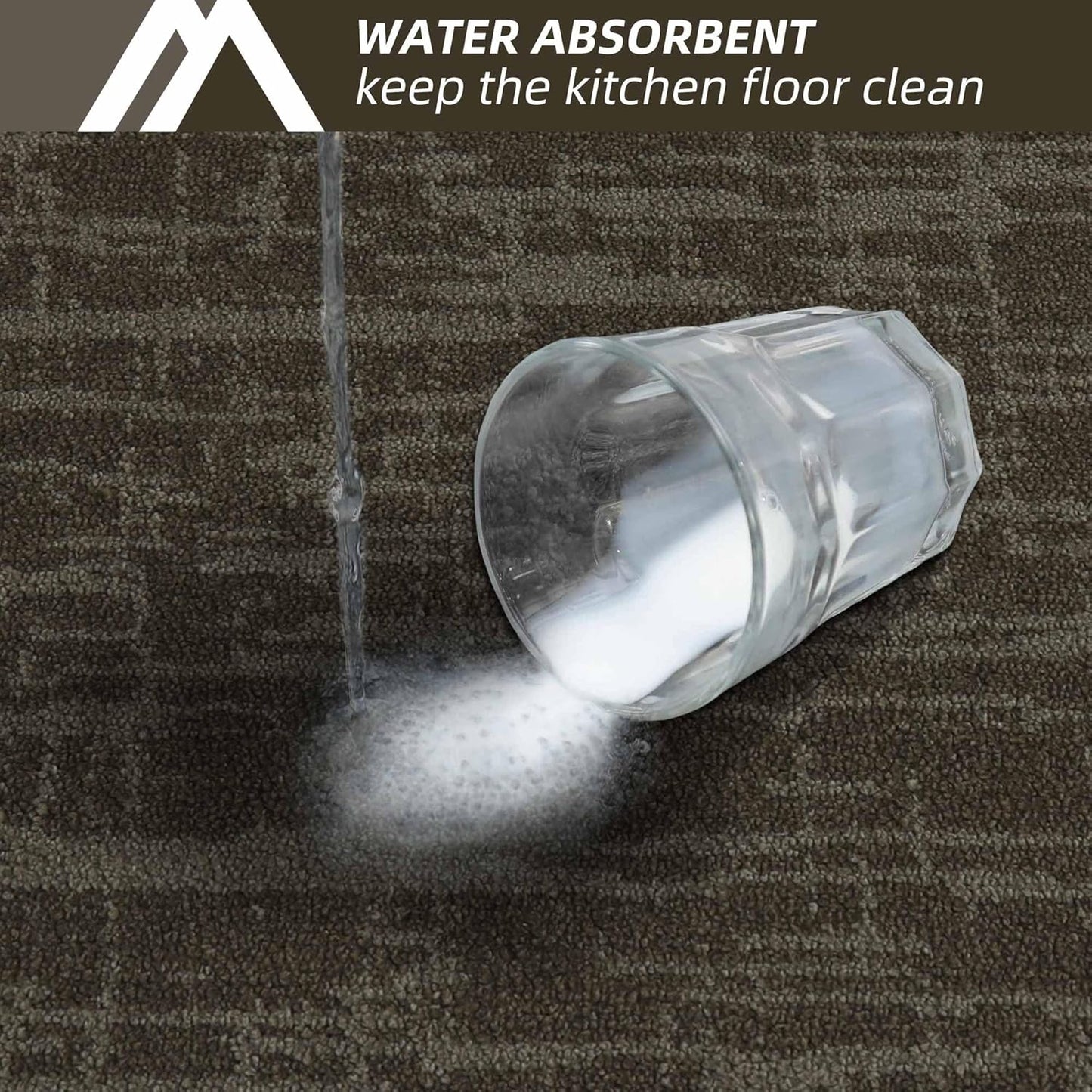 COSY HOMEER Kitchen Rugs Non Slip Washable 24"x36"+24"x60" Absorbent Soft Kitchen Mats for Floor Polyester Kitchen Runner Rug Sets of 2 Kitchen Floor Mats for Sink Mat,Hallway,Laundry,Brown