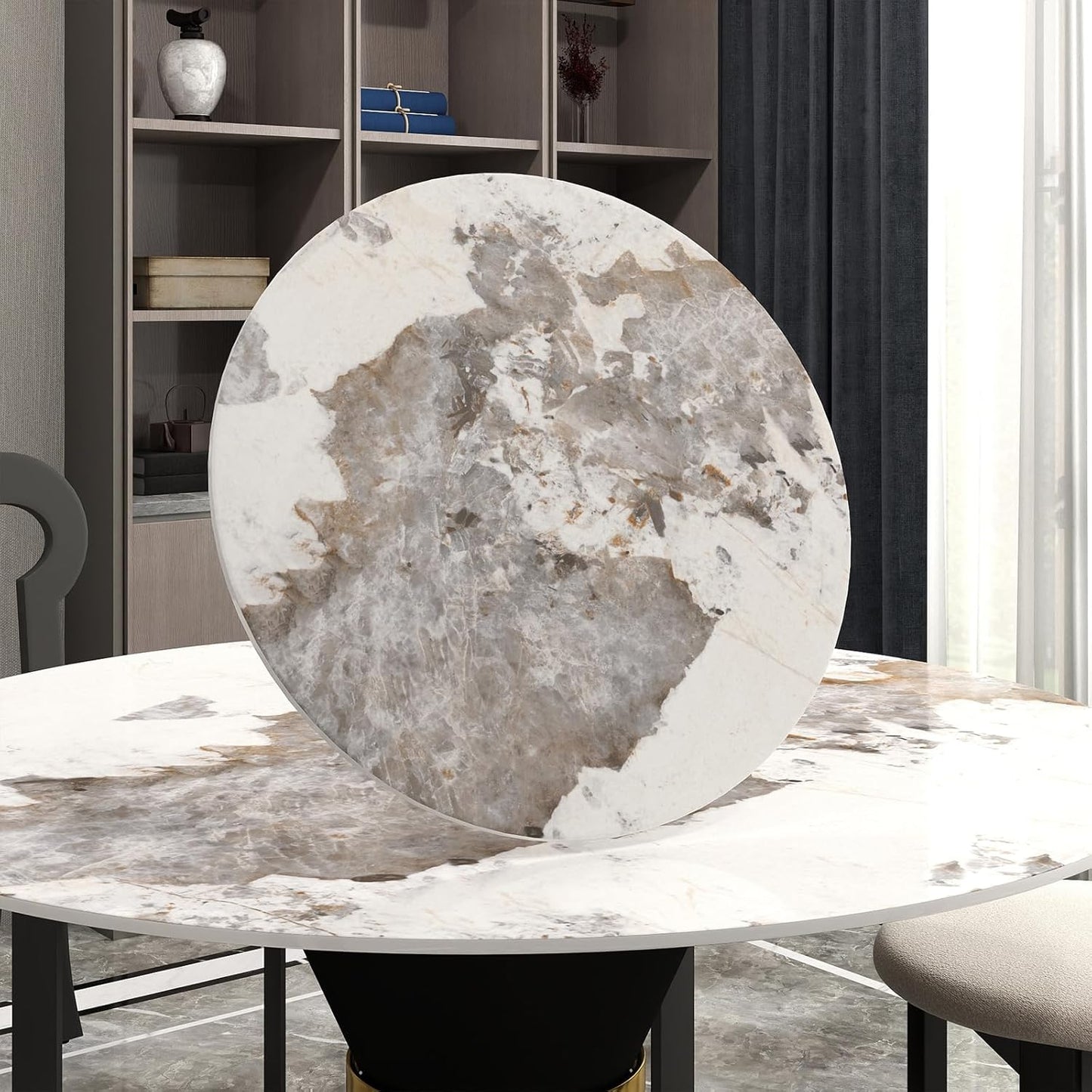 19.69" Lazy Susan for Table Top Sintered Stone Rotating Serving Tray for Dining Table, Kitchen Lazy Susan Organizer Spinning Rotating Food Server Party Centerpieces