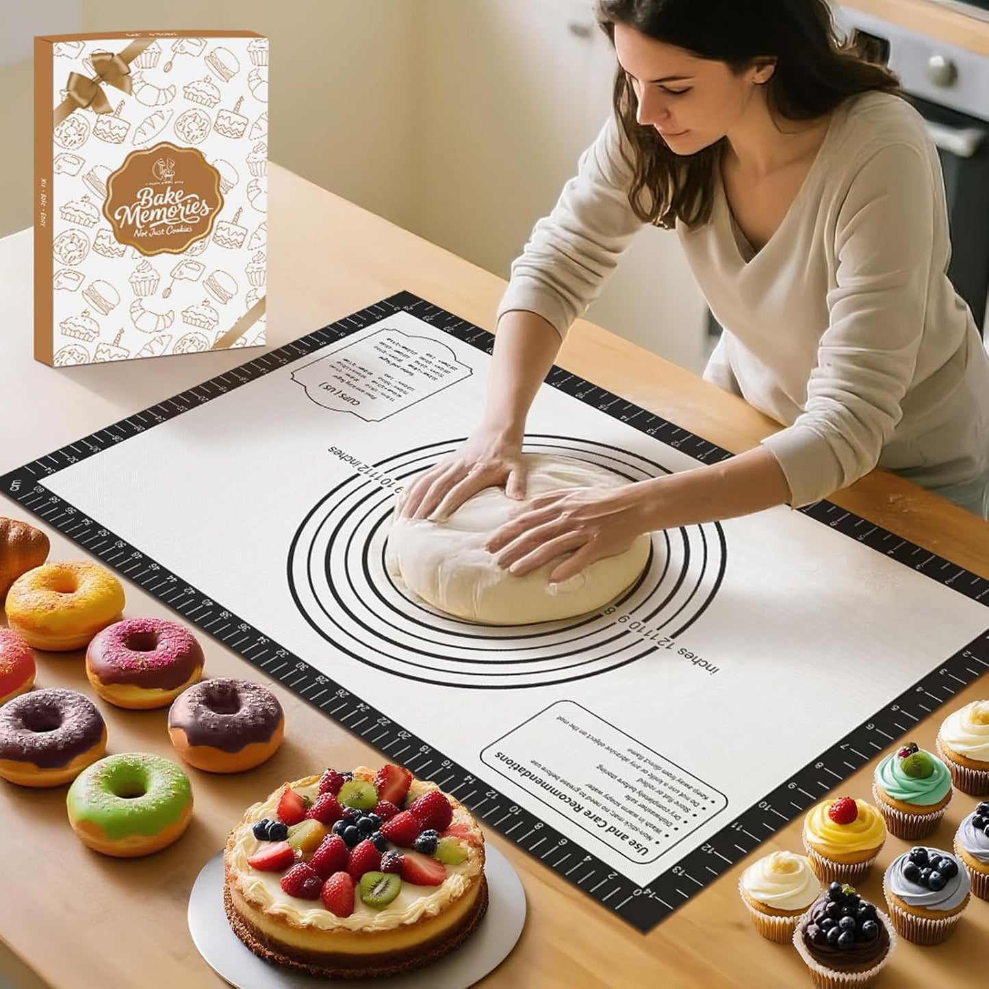 Silicone Macaron Baking Mat, Non Stick Pastry Mat for Rolling Dough,Silicone Mat for Baking Pizza, Cookie, Bread, Fondant, Macarons, Reusable and Large Silicone Mat