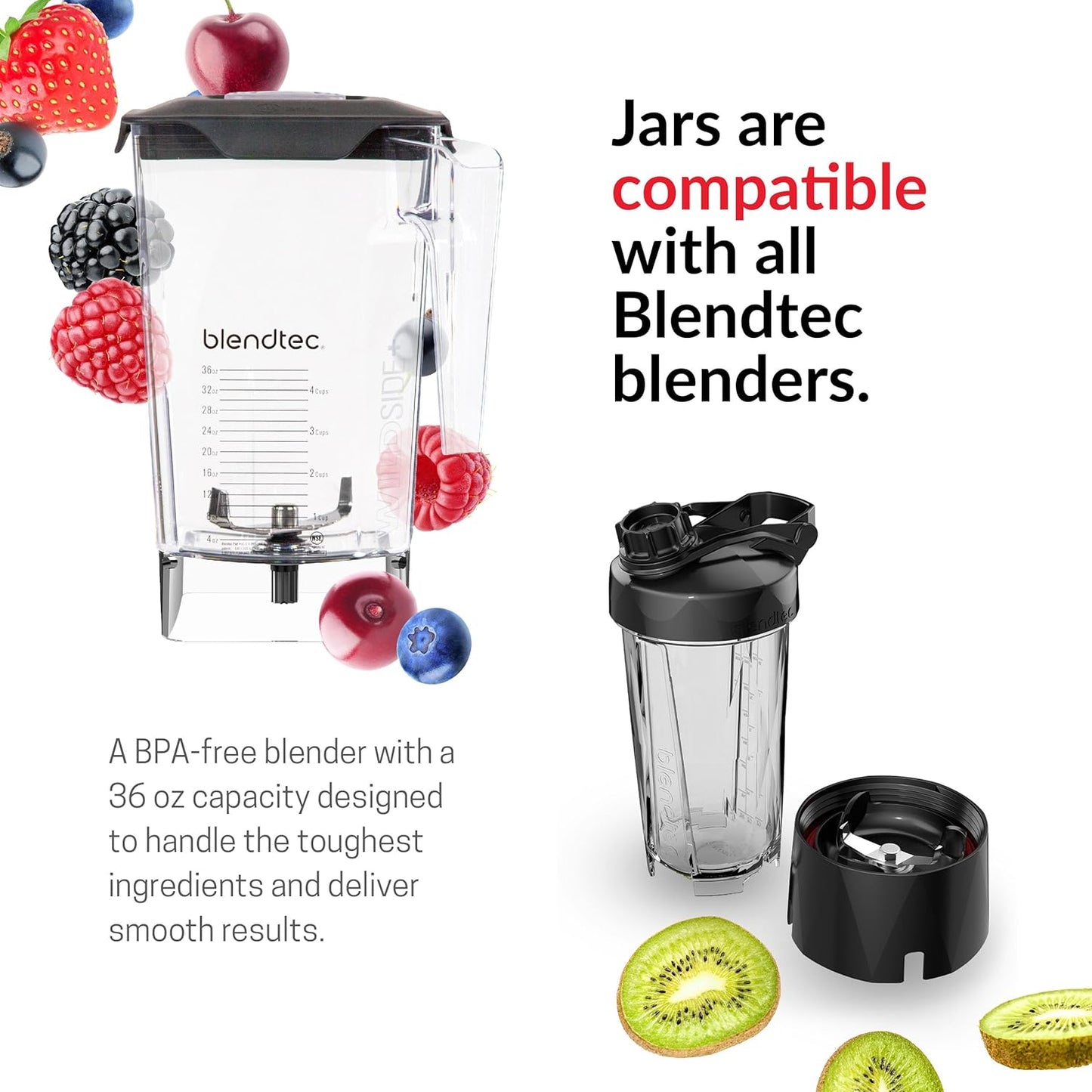 Blendtec Original Designer Series Blender and 90 Oz WildSide+ Jar - Kitchen Blender Bundle - Red