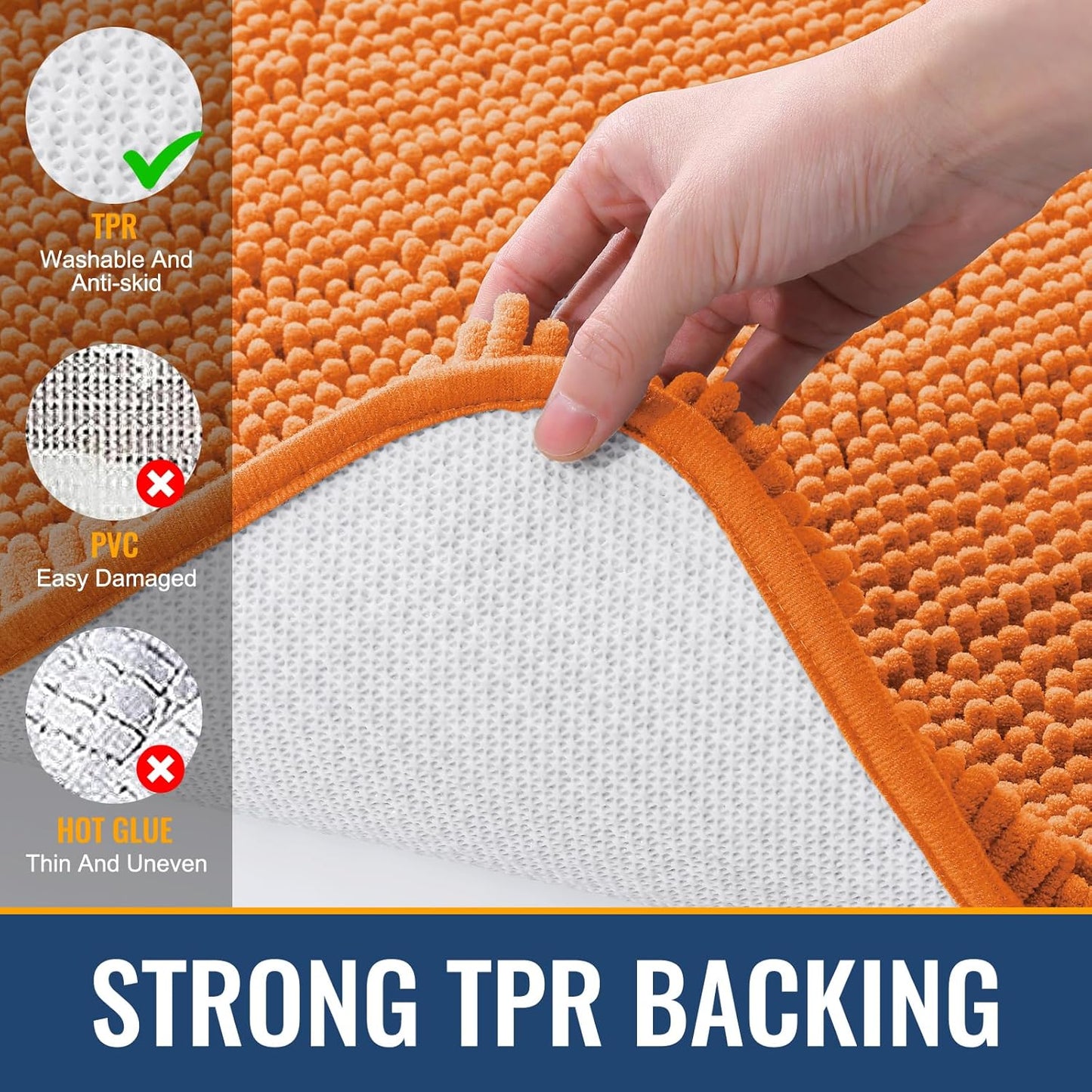 Arotive Bathroom Rugs 24x16, Extra Soft Absorbent Shaggy Chenille Bath Rugs, Machine Washable Rubber Backing Non-Slip Bath Mats for Bathroom Floor Tub and Shower, Home Decor Accessories, Coral