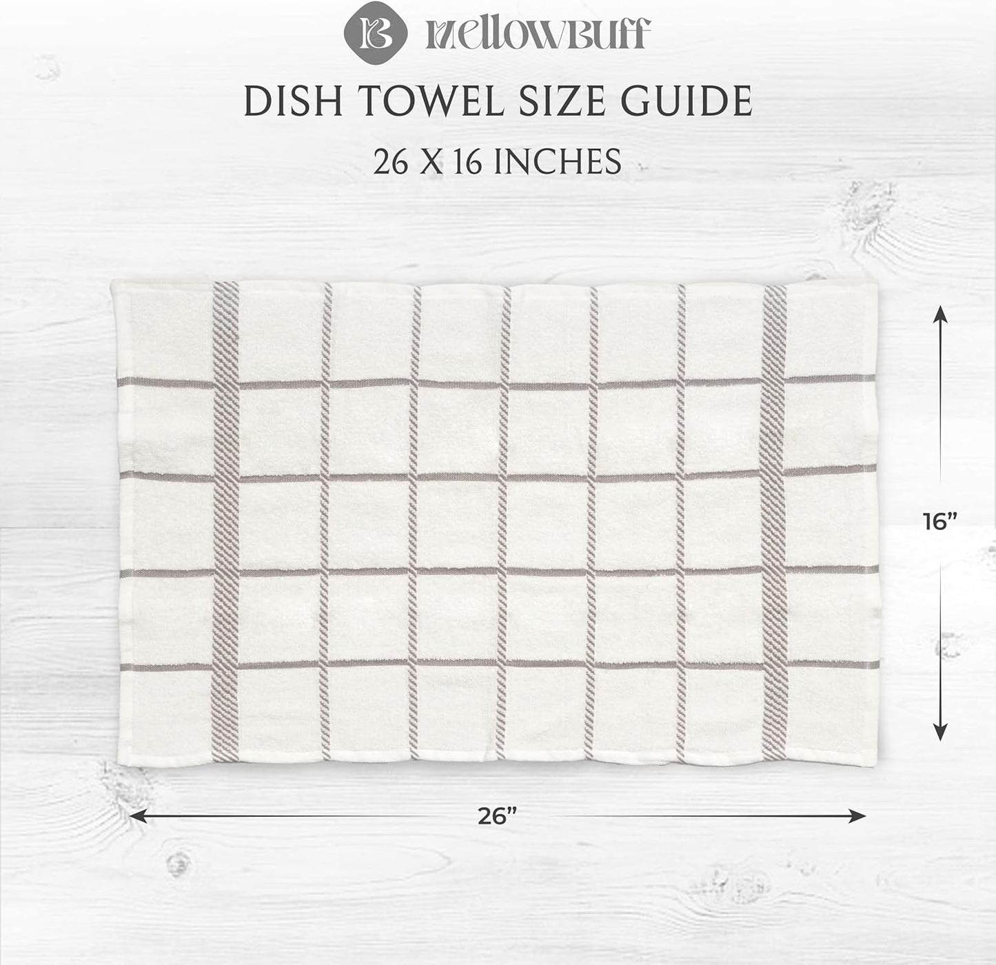 100% Cotton Terry Dish Towels, 4 Pack 16 x26 Inches, Super Soft and Absorbent Kitchen Towels, Perfect for Kitchen Cleaning and Dish Washing | Light Gray