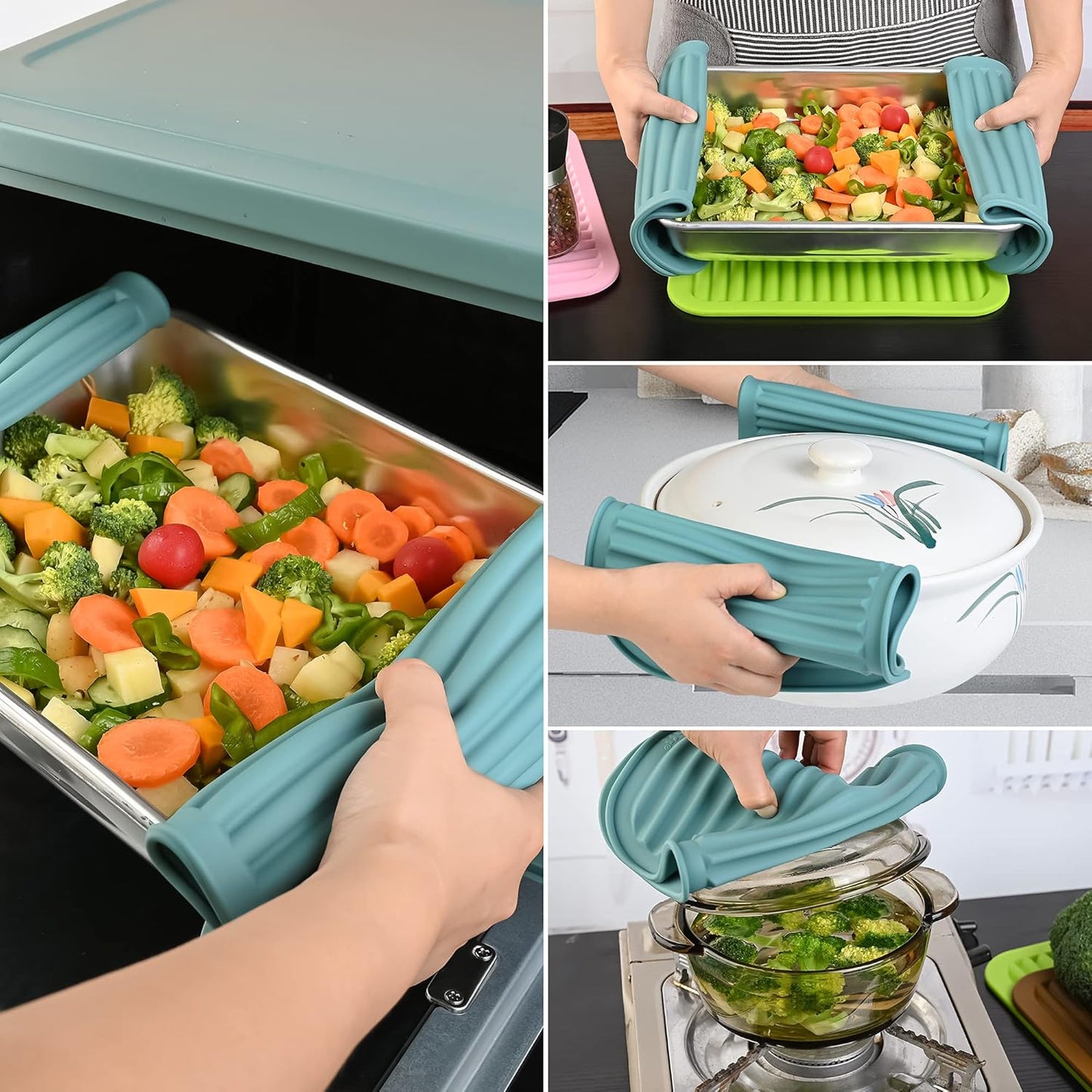 Smithcraft Silicone Trivets Mats for Hot Dishes and Hot Pots, Hot Pads for Countertops, Tables, Pot Holders, Spoon Rest Small Drying Mats Set of 2 Many Colors for Your Choose (Grey Blue)