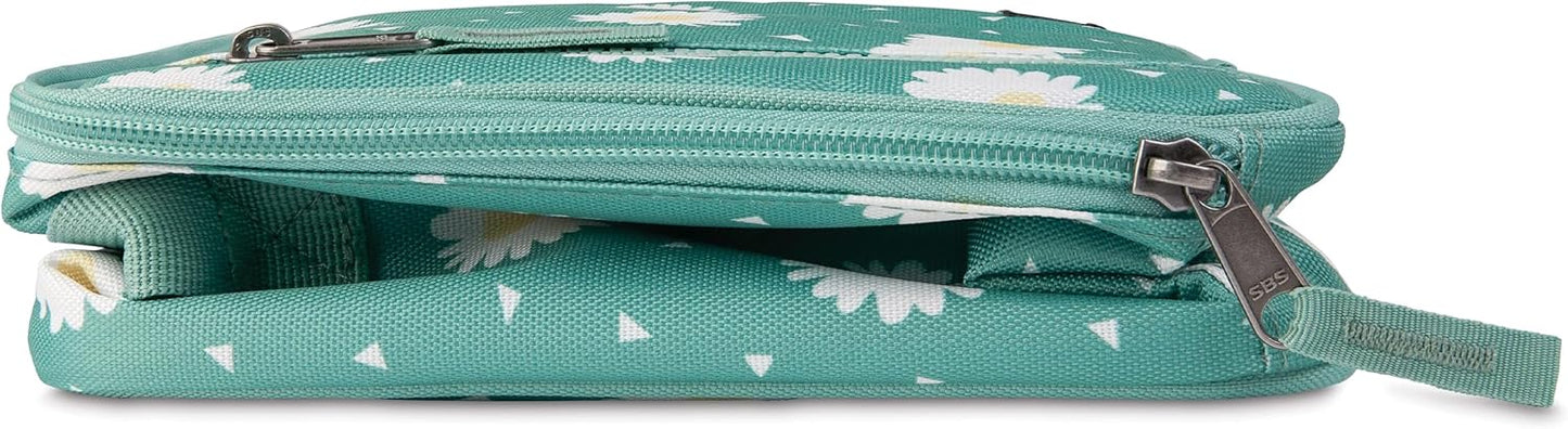 PackIt Freezable Classic Lunch Box, Daisy Sage, Built with ECOFREEZE Technology, Collapsible, Reusable, Zip Closure With Zip Front Pocket and Buckle Handle, Designed for Fresh Lunch On the Go