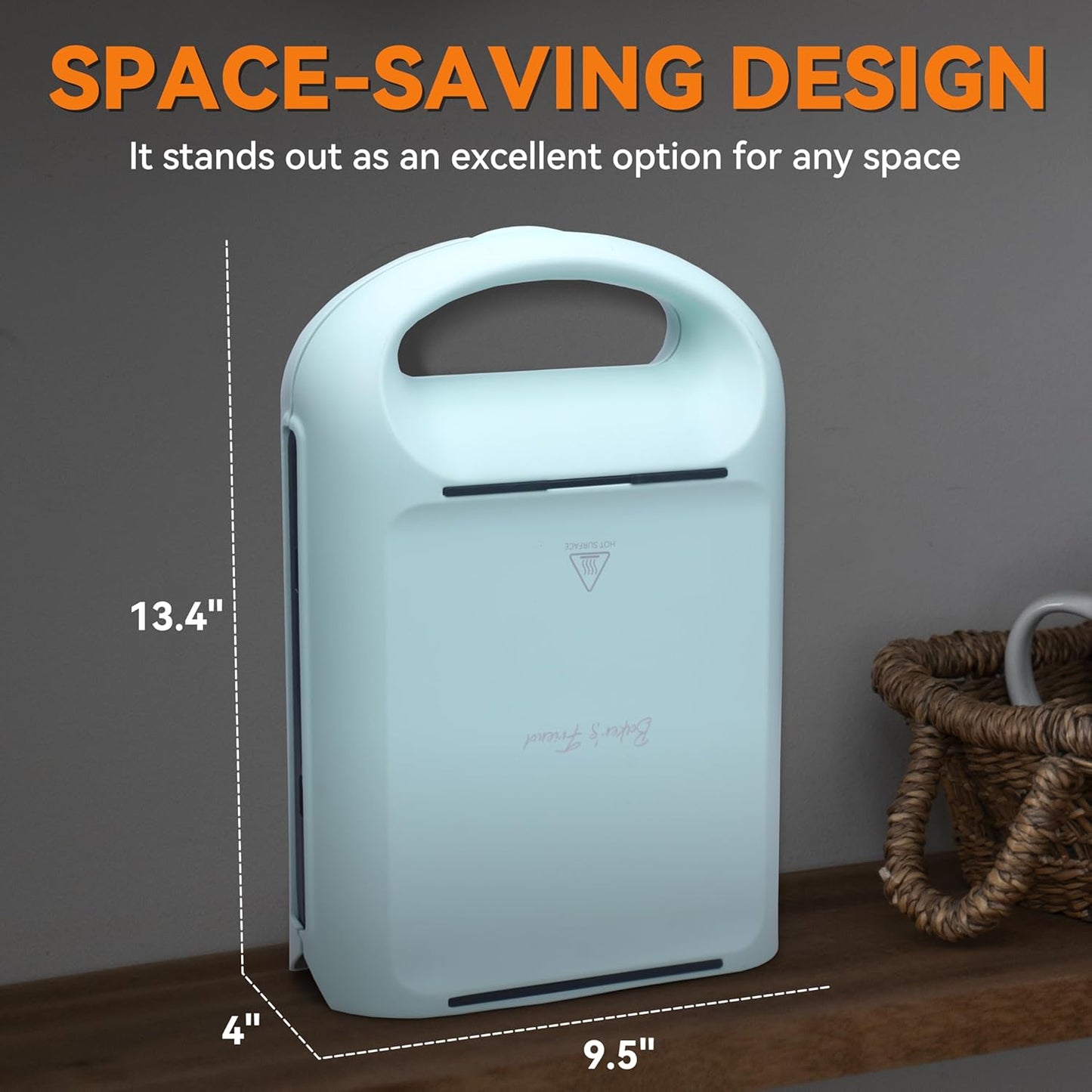 Baker’s Friend Belgian Waffle Maker, Square Waffle Iron, Waflera Electrica, Non Stick Cooking Plate, Classic & Multi Waffle Makers, 4-Slice, Aqua