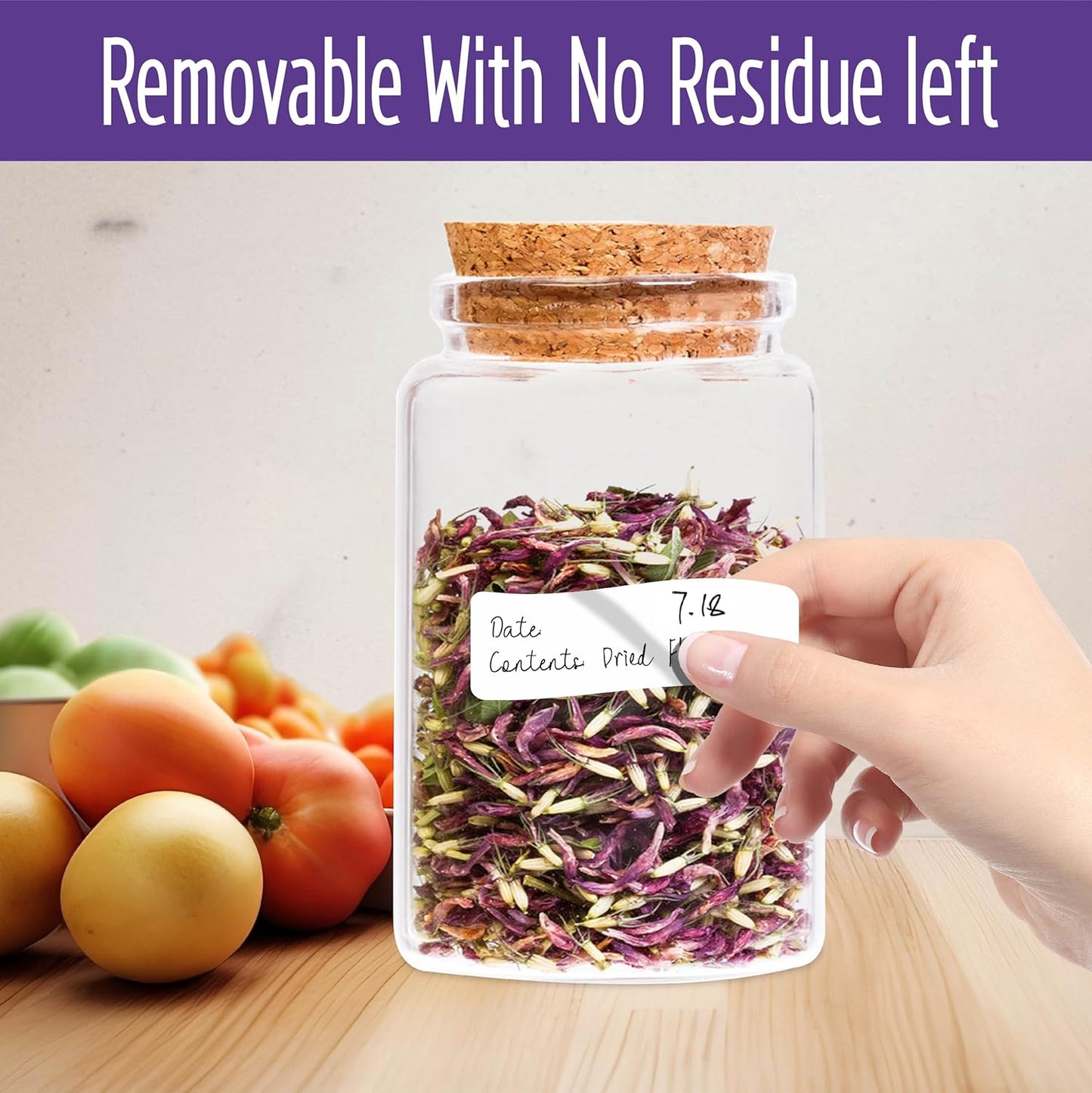 500 Removable Blank Food Labels, Water/Oil/Tear Resistant with Perforation Line for Freezer Food Containers Jars Pantry Organization (Each Measures 1” x 2”)