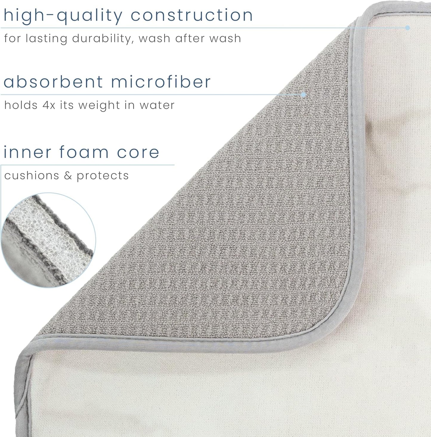 S&T INC. Dish Drying Mat XL, 18” x 24”, Absorbent Microfiber Kitchen Counter Mat, Dish Drying Pad for Dishes, Utensils, Pots and Pans, Extra Large, Grey Stone