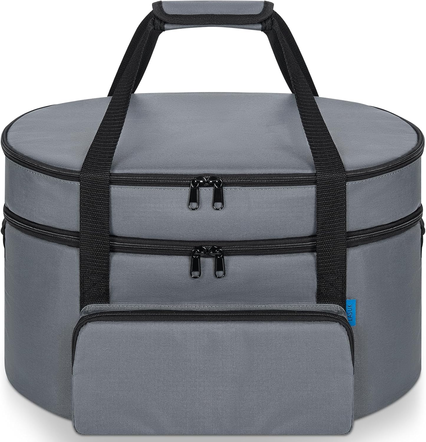 Double Layer Slow Cooker Travel Bag Compatible with 6, 7, 8 Quart Crock-Pot, Insulated Travel Carrier with Easy to Clean Lining, Grey