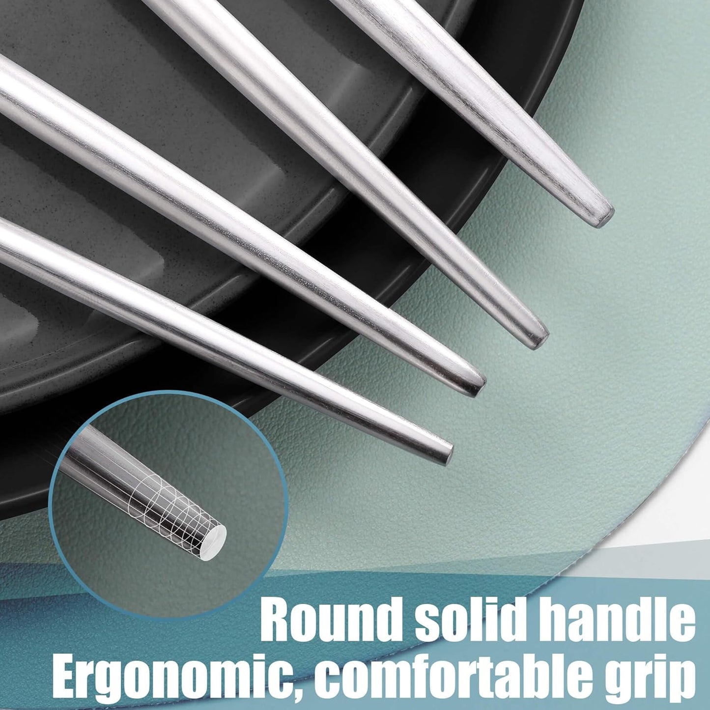 Matte Silverware Set for 6,Modern Stainless Steel Brushed Cutlery Set,30-Pieces Heavy Duty Flatware Set,Knives Spoons and Forks Set Utensils Set, Satin Finish, Dishwasher Safe