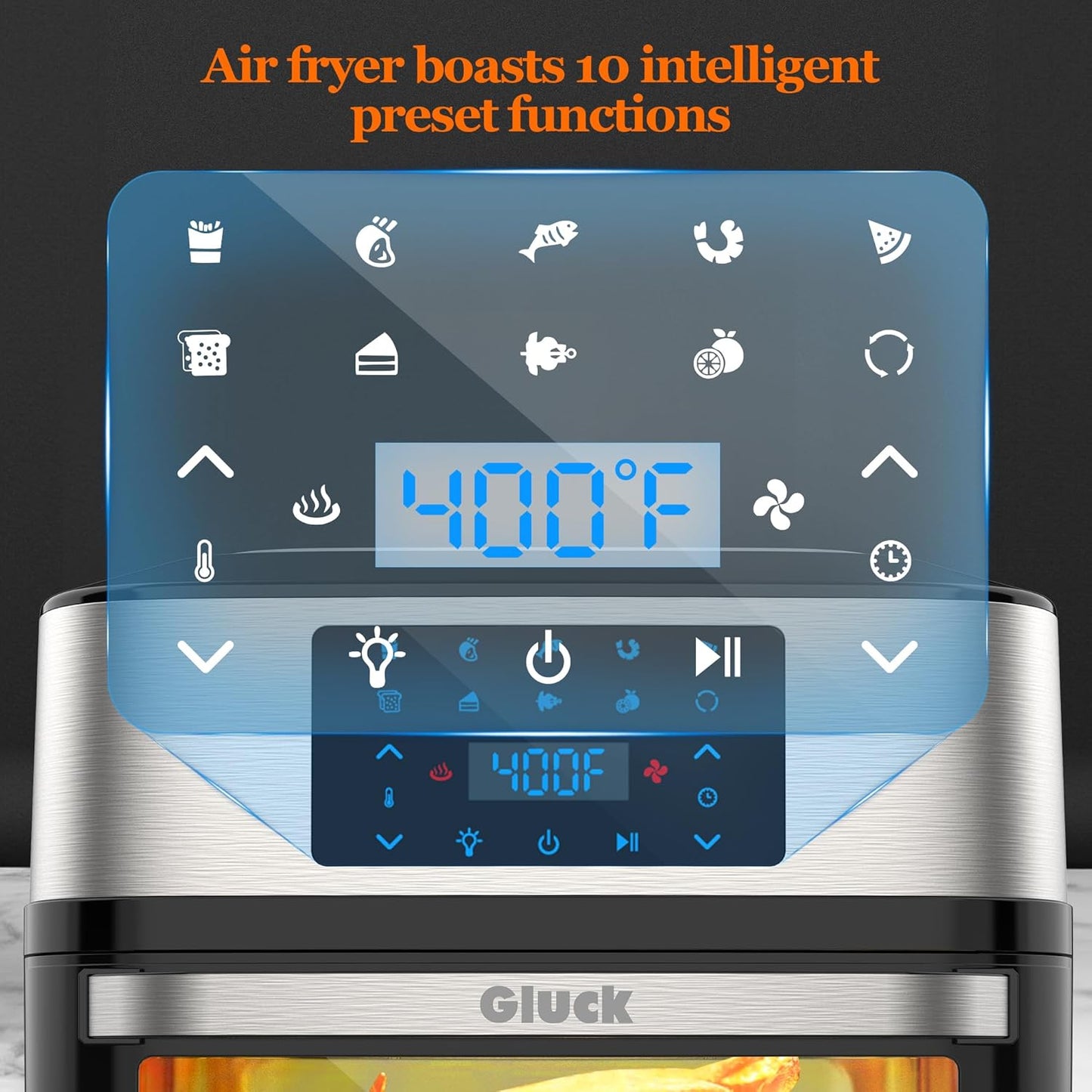 Air Fryer Oven Large 20 QT, 10-in-1 Toaster Oven Air Fryer Combo with Window for Family, Airfryer Oven with Rotisserie, 3 Dehydrating Racks, ETL Certified