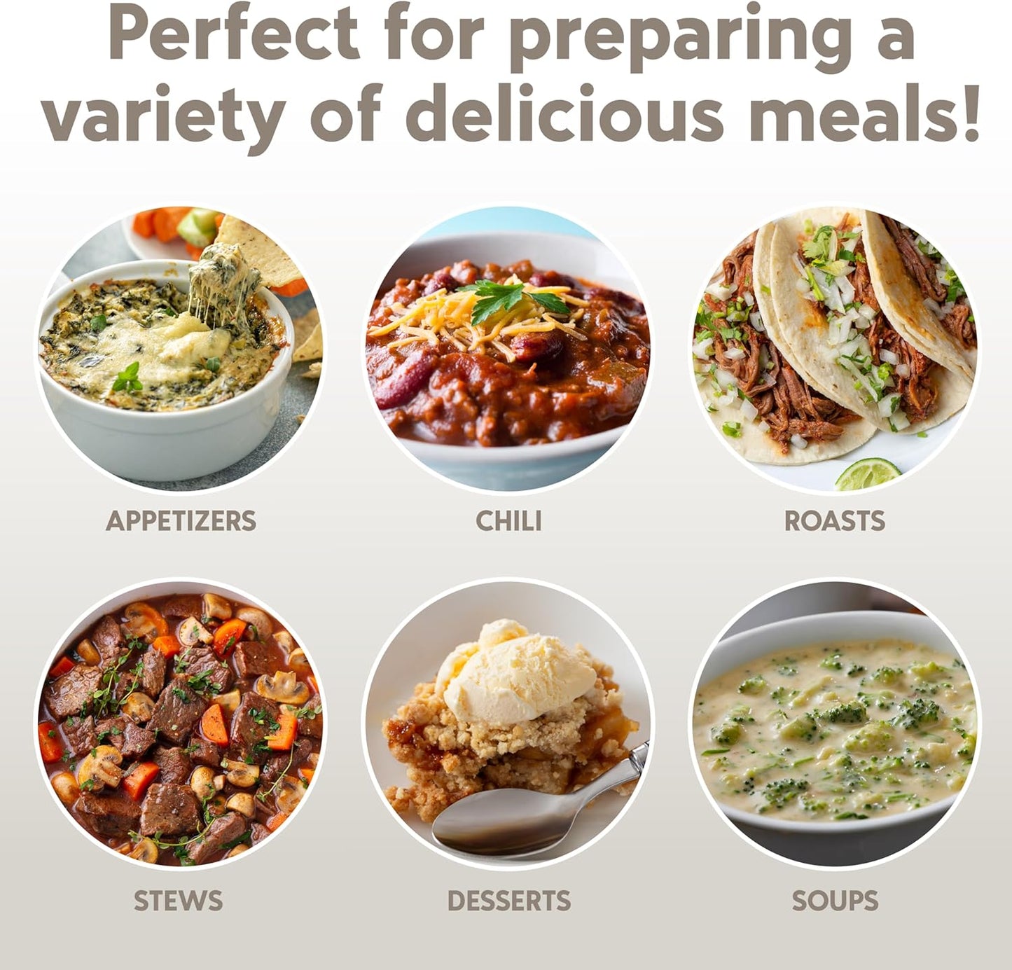 COOK WITH COLOR 2QT Mini Electric Round Slow Cooker - Adjustable Settings, Removable Stoneware Pot, Tempered Glass Lid, Dishwasher Safe, Cool-Touch Side Handles, Cream