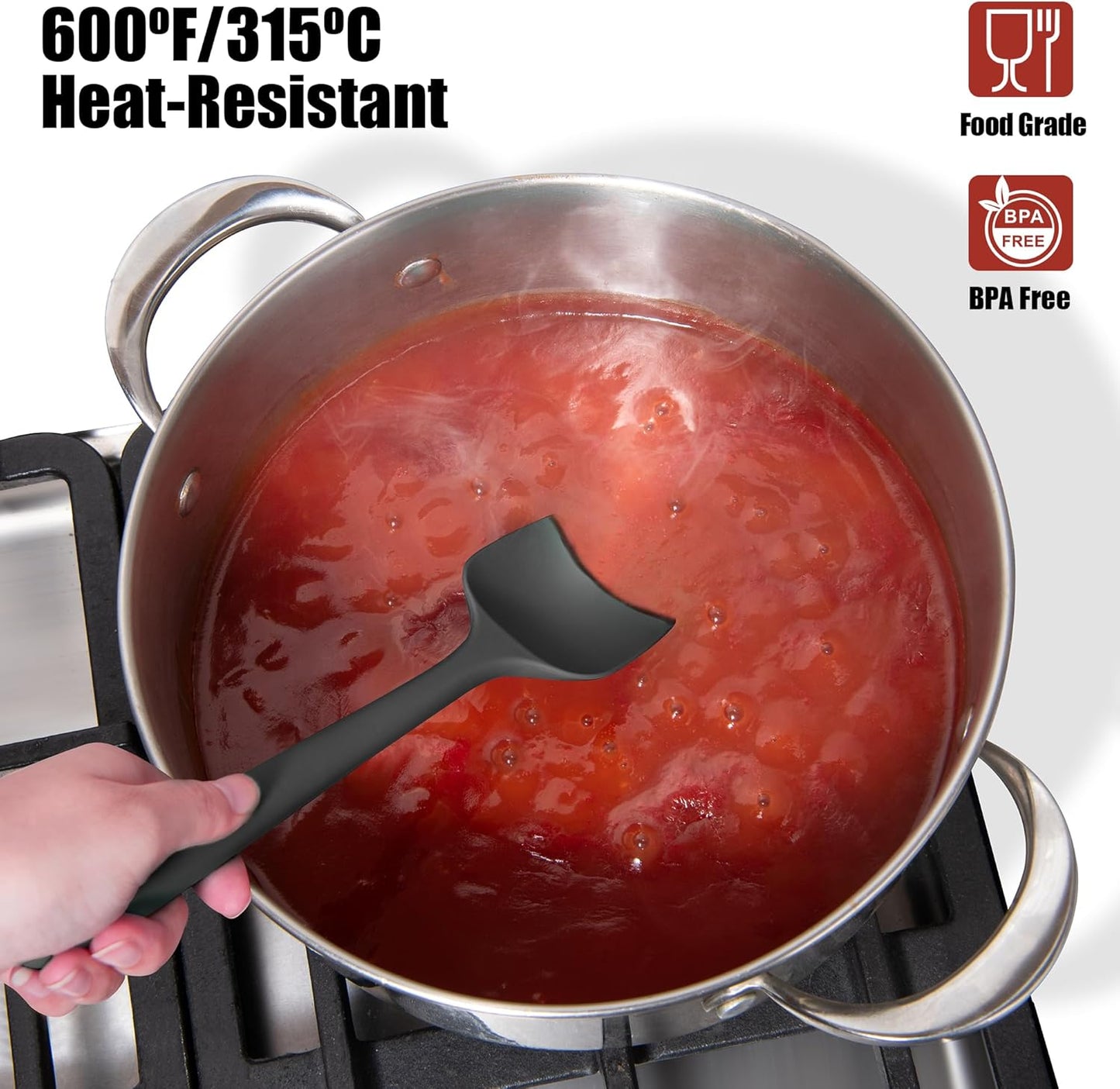 4-Piece Silicone Spatula Scrapers: Doosu 600°F Heat Resistant Food Grade Kitchen BPA Free Rubber Baking Cooking Tool Nonstick Utensil Set for Mixing, Scraping, Folding, Stirring, Serving (Multi-3)