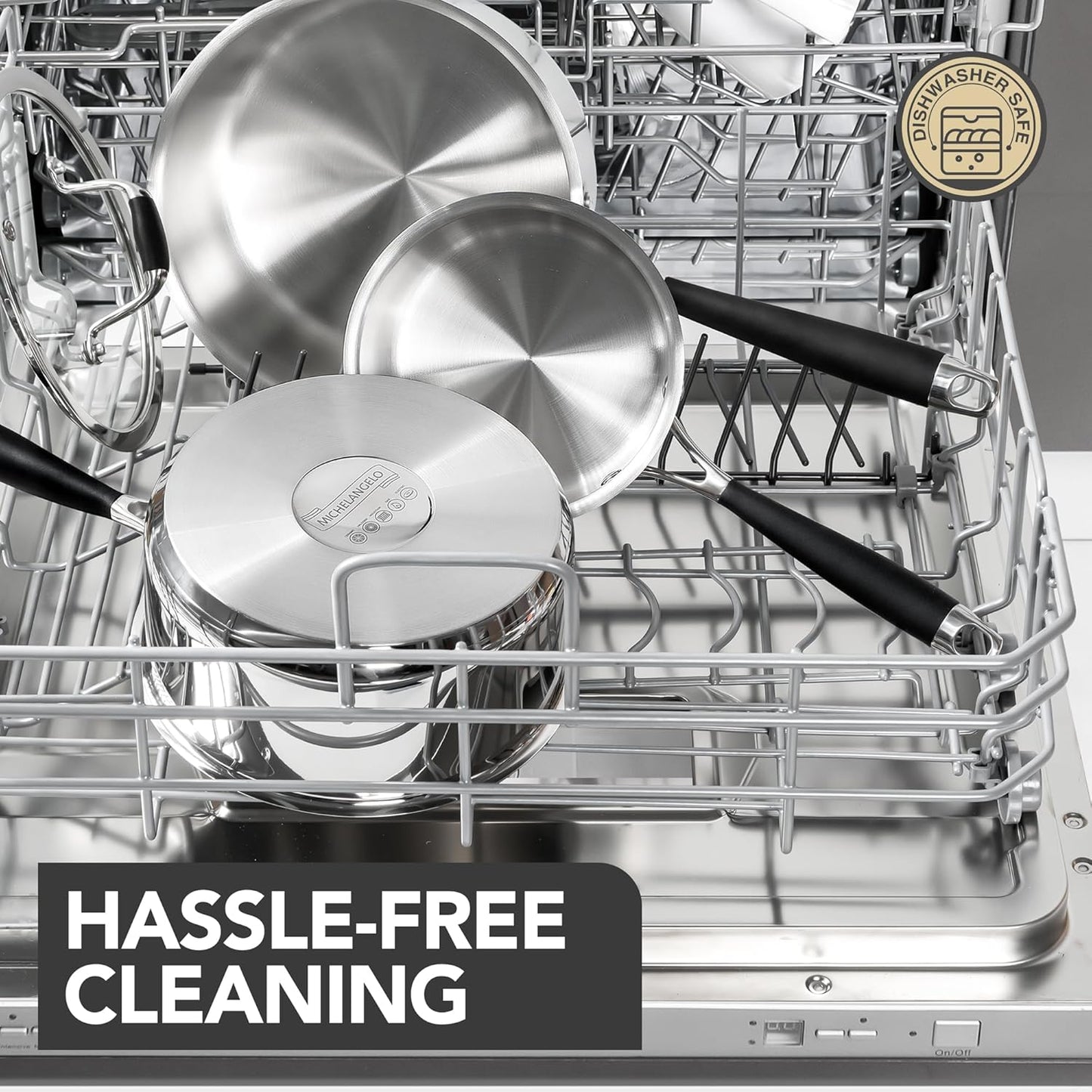 MICHELANGELO Triply Stainless Steel Saucepan with Lid 6 Pcs, Stainless Steel Sauce Pan with Bakelite Handle, Multipurpose Saucepans Set for Kitchen Cooking, Induction Compatible - 1QT & 2QT & 3QT