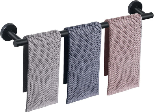 NearMoon Bath Towel Bar, Bath Accessories Thicken Stainless Steel Shower Towel Rack for Bathroom, Towel Holder Wall Mounted (1 Pack, Matte Black, 33 Inch)