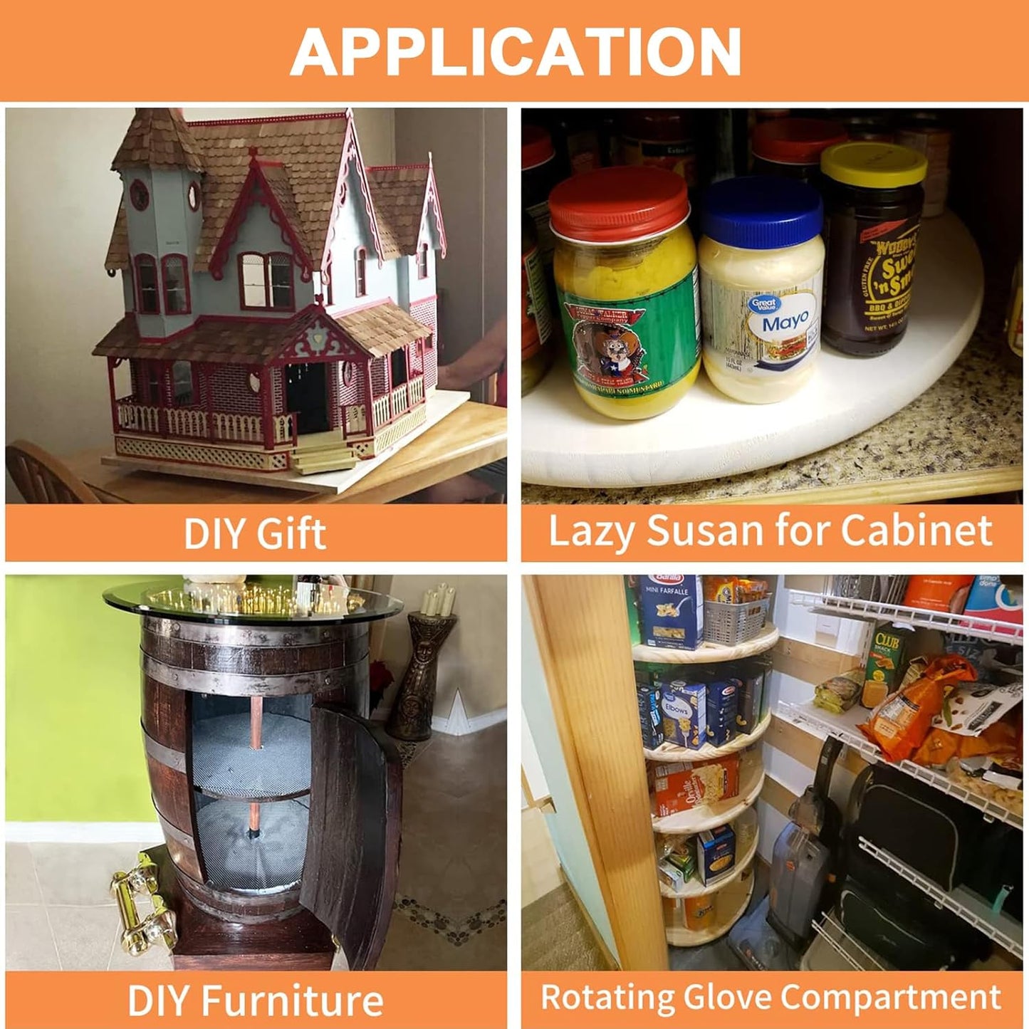 TamBee Aluminum Lazy Susan Heavy Duty Metal Rotating Hardware Turntable Bearing Ring Lazy Susan Base Only (8-Inch Heavy Duty)