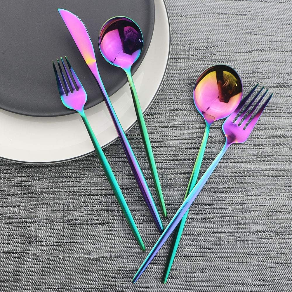 JASHII 20-Piece Stainless Steel Satin Finish Flatware Set, Mirror Polished Tableware Cutlery for Home and Restaurant, Dishwasher Safe