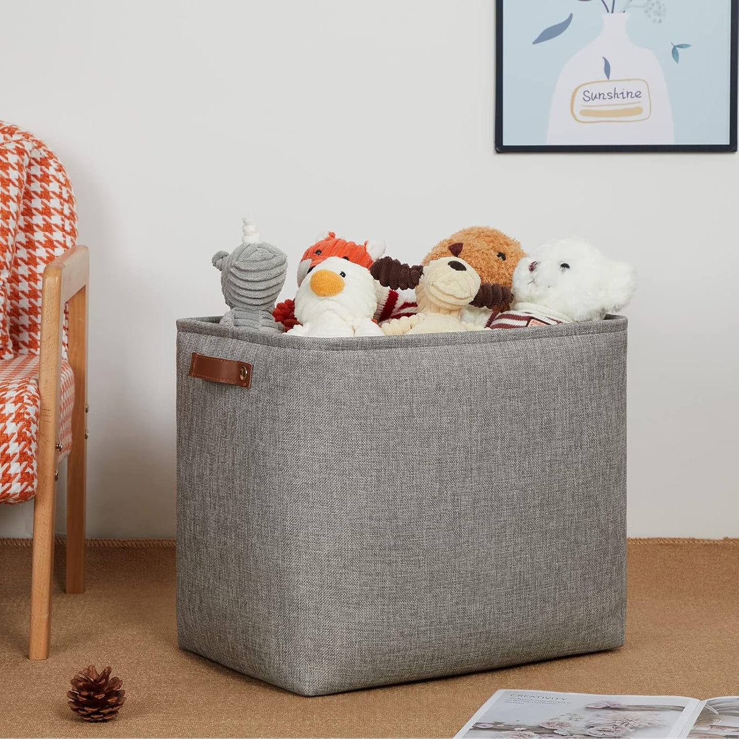 DULLEMELO Grey Storage Baskets 2 Pack Extra Large Fabric Shelf Baskets for Organizing, Closet, Clothes, Toys, Bedroom