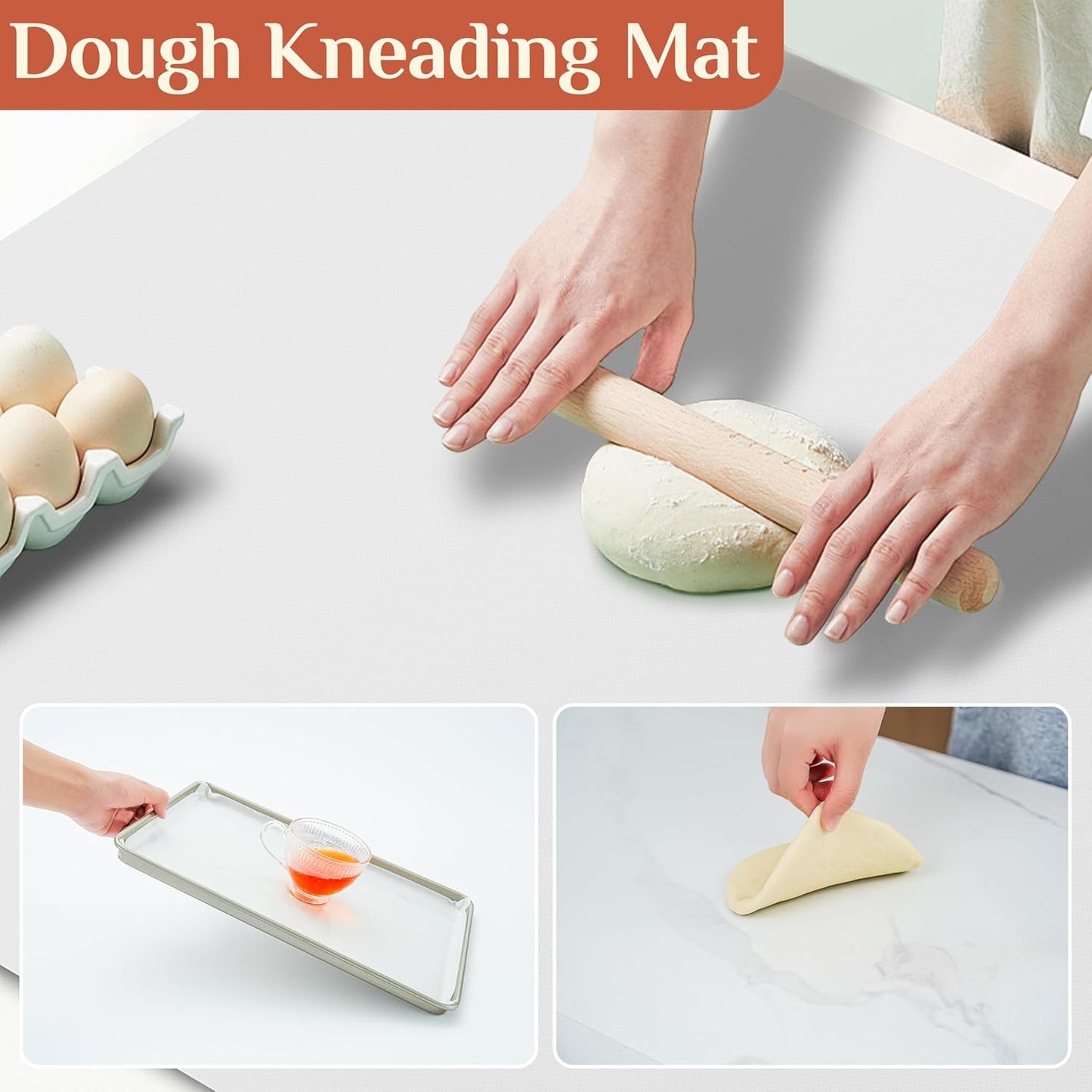 Silicone Baking Mat, 12 IN x 10 FT Free Cutting Baking Sheet,Non-Stick Reusable Dough & Pastry Mat,Non-Slip Silicone Mat Roll for Air Fryer Liner,Freeze Dryer,Oven Baking Pan,Kitchen Counter