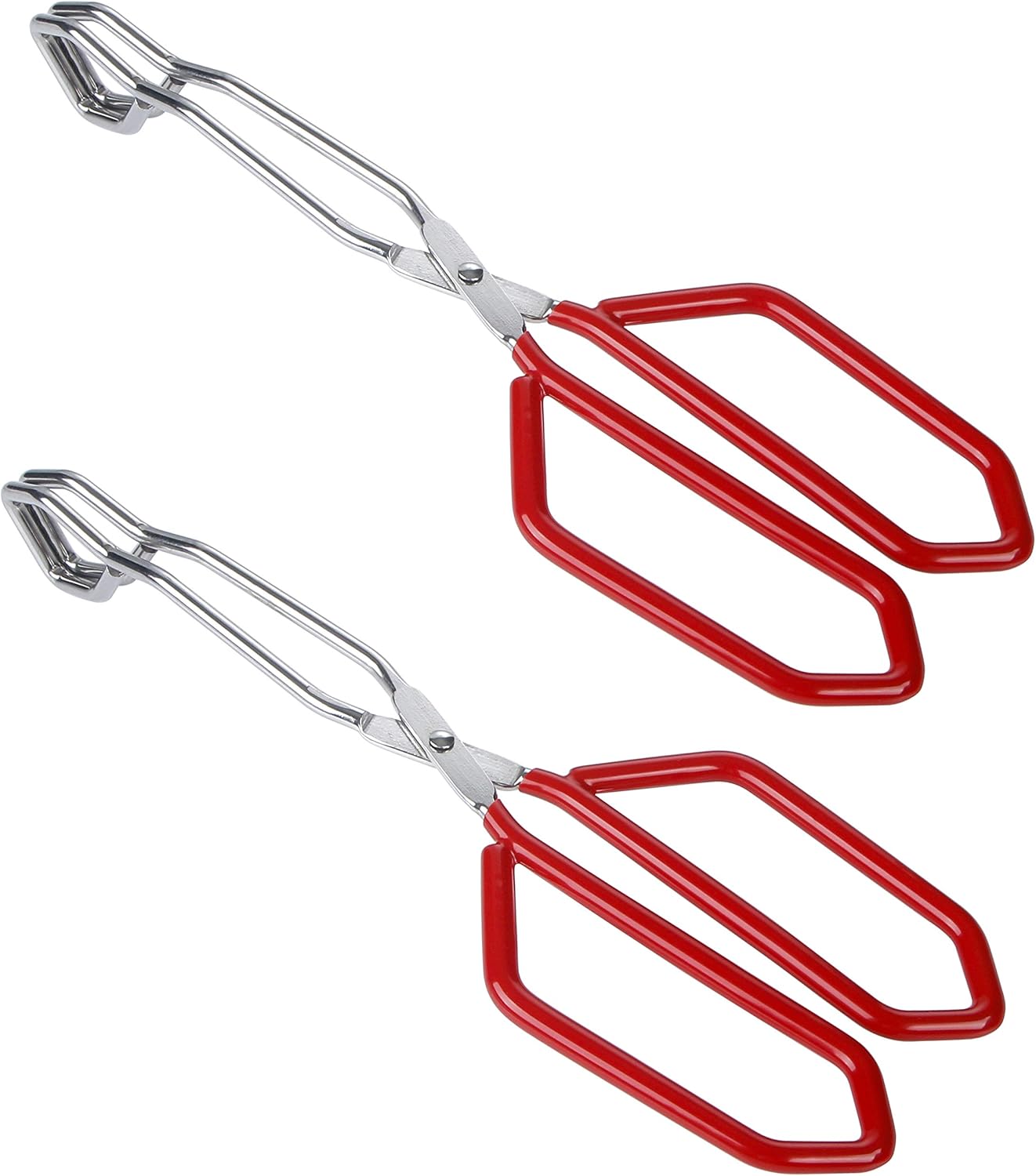 MSY BIGSUNNY Stainless Steel Scissor Tongs Heavy Duty Cooking Tongs with Soft Handles (2, red 11" + 11")