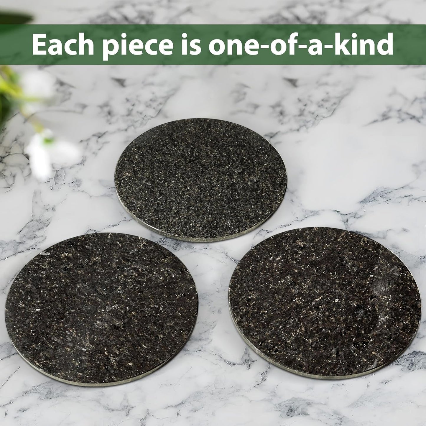 Marble Lazy Susan, 16 in Lazy Susan Turntable Organizer for Cabinet Pantry Kitchen Countertop Fridge Bathroom Makeup Vanity Countertop - Black