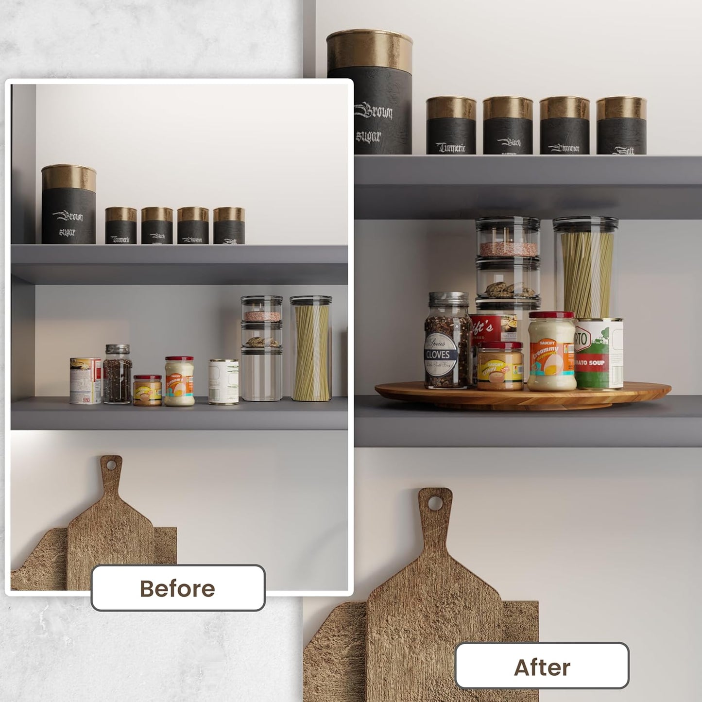 16" Acacia Wood Lazy Susan for Table Top - Wooden Turntable Serving Tray for Charcuterie Boards Cheese Board - Extra Large Round Lazy Susan Organizer - Kitchen Revolution for Countertop