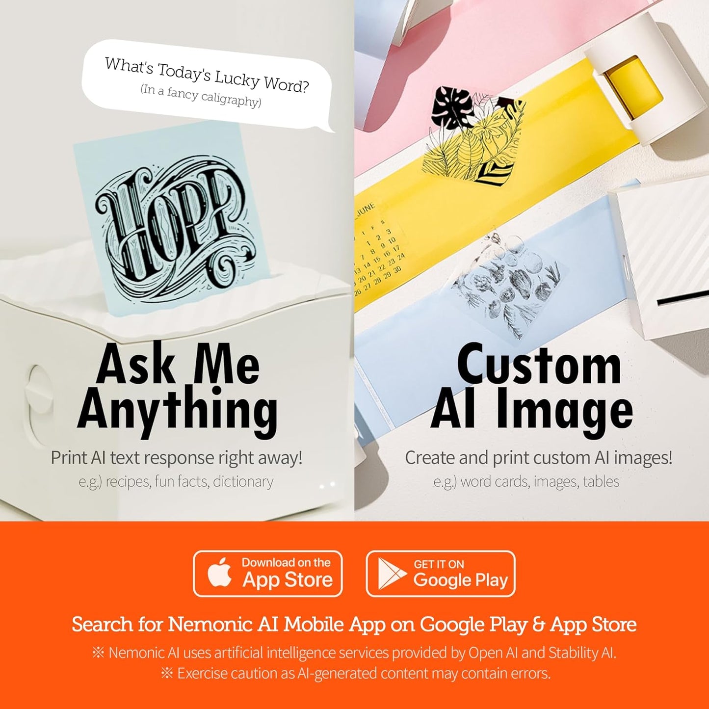 Nemonic AI | Label Printer | Sticky Note | Compatible with CHATGPT | Inkless Bluetooth Thermal Label Printer for Small Business | Portable Wireless