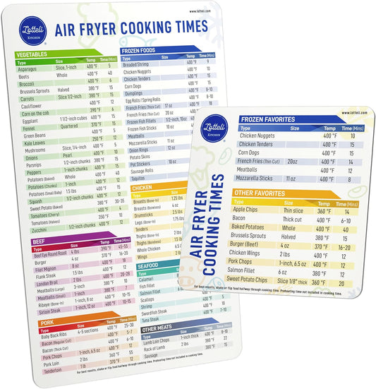 Air Fryer Magnetic Cheat Sheet Set - Air Fryer Accessories Cookbook - Easy to Use AirFryer Time Chart Set As Seen on the Today Show - Strong Magnet Quick Reference Cooking Guide for Frying (White)