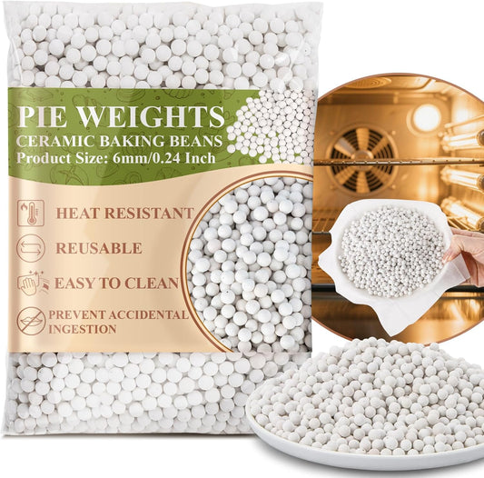 Sukh Pie Weights for Baking - 0.92LB Pie Crust Weights Ceramic Baking Beans for Blind Reusable Natural Ceramic Stoneware Homemade Kitchen Must Have Round Household Steam Oven Stone,0.24 Inch