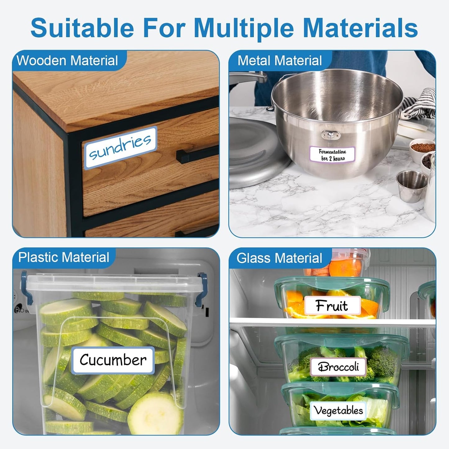 1000Pcs Removable Food Labels, Colored Freezer Labels Stickers Waterproof Oil for Food Containers, Classroom, Storage (10 Colors)