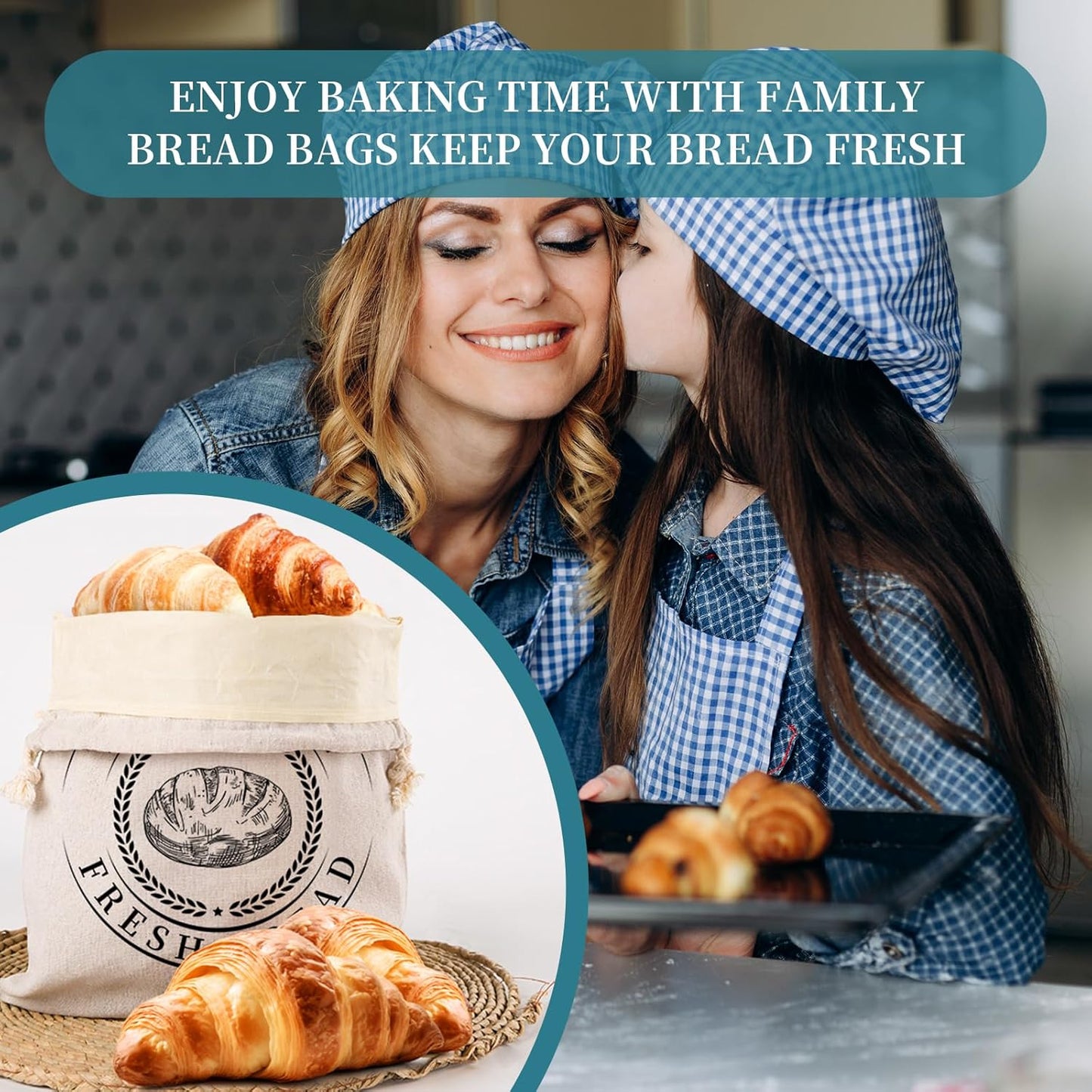 Reusable Bread Bags for Sourdough, Bannetons Reusable Cotton Drawstring Bag, Set of 2,Pretty Bags for Storing Flour and Bread