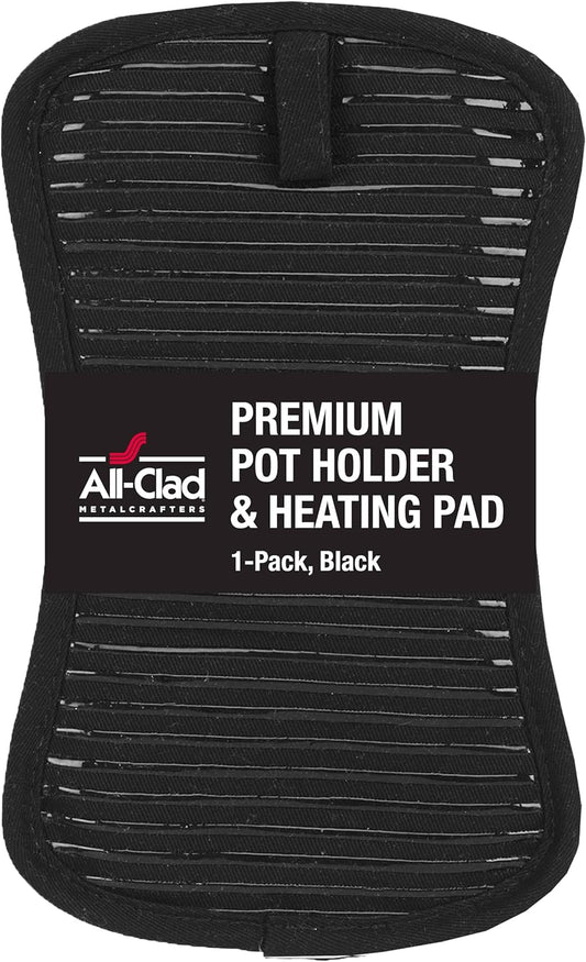 All-Clad Premium Pot Holder & Hot Pad: Heat Resistant to 500 Degrees - 100% Cotton, 10"x6.25" Hot Pad for Kitchen and Barbeque, (1-Pack), Black