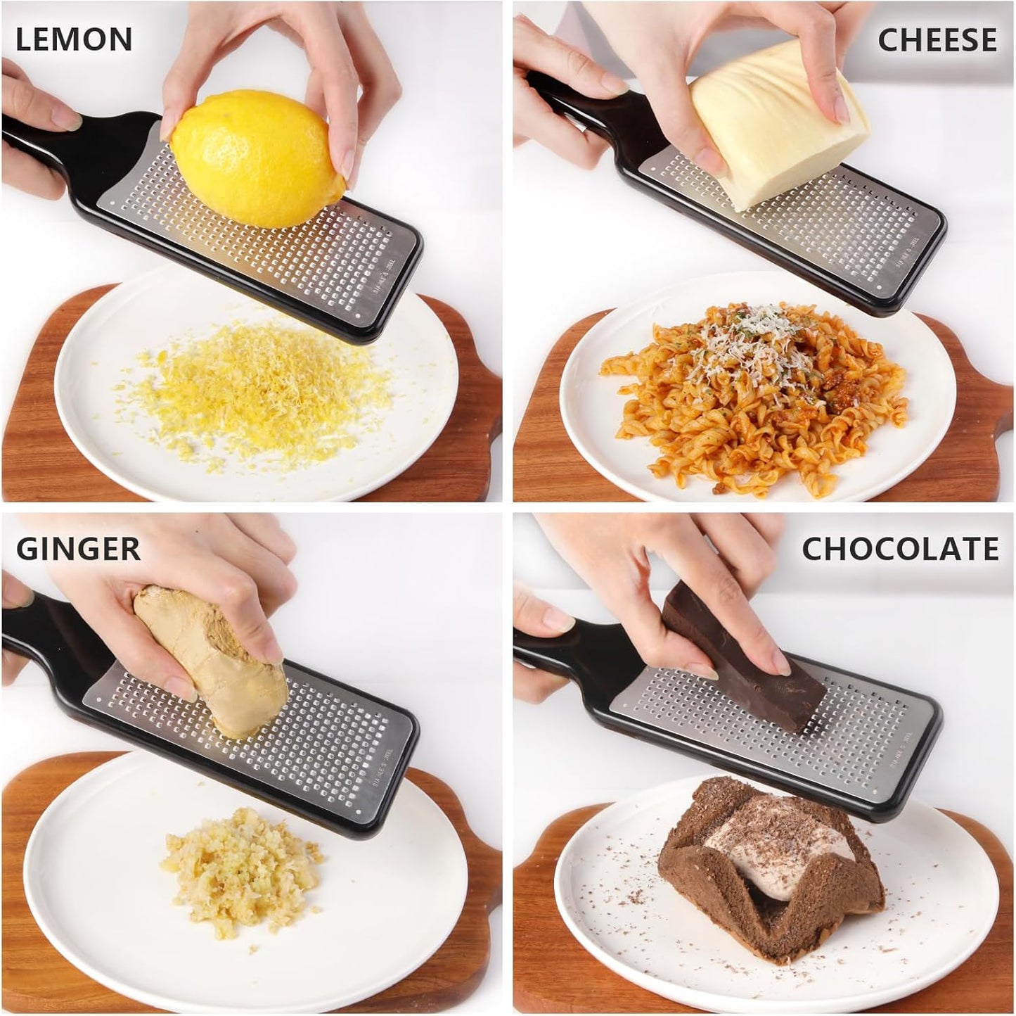LHS Citrus Lemon Zester Cheese Grater with Container - Stainless Steel Kitchen Tool for Parmesan Cheese, Ginger, Garlic, Nutmeg, Chocolate, Fruits, Dishwasher Safe