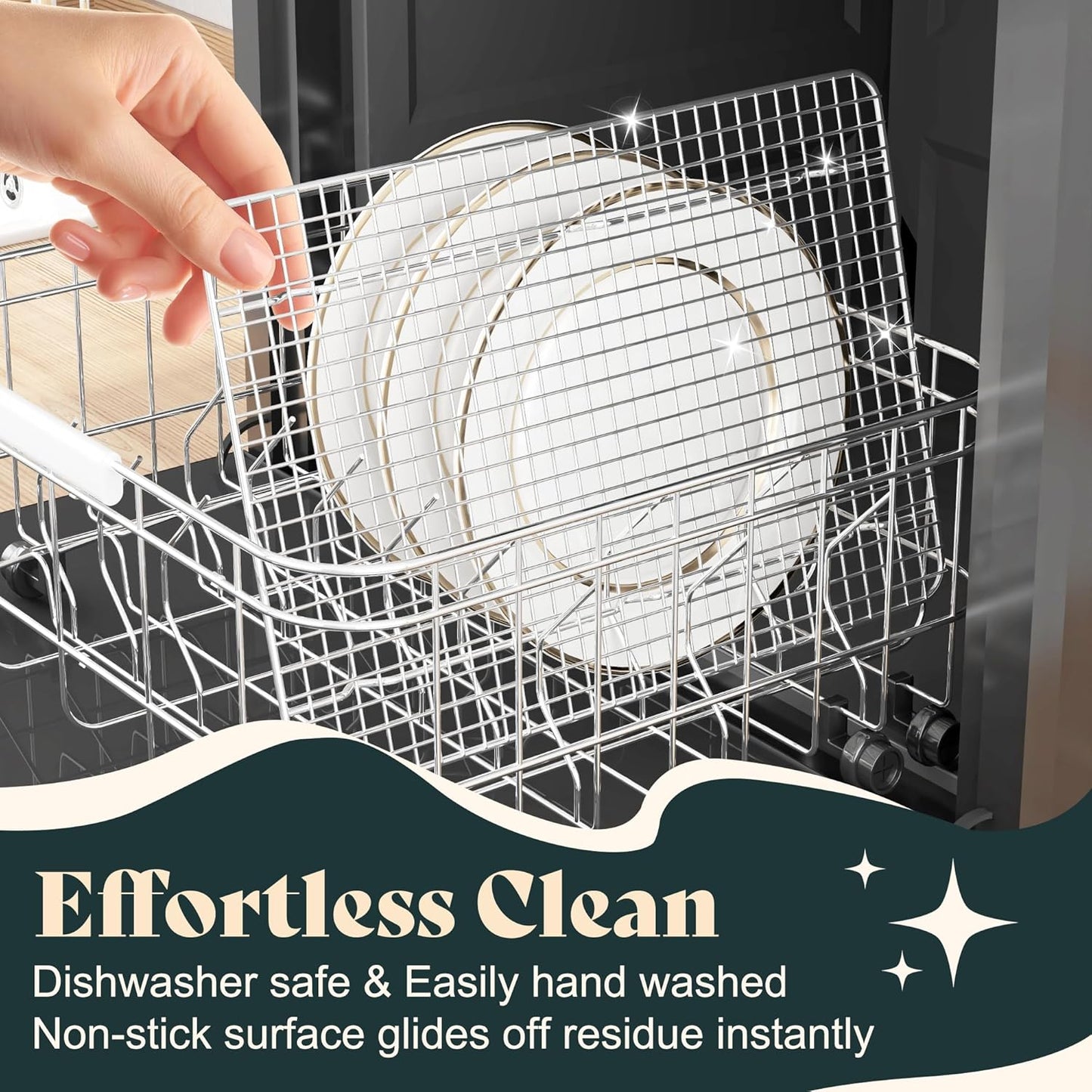 Cooling Racks for Cooking and Baking-10"x14.75" Oven Safe Premium Stainless Steel Heavy Duty Baking Rack Tight-Wire, Fits Jelly Roll Pan Rack for Roasting & Grilling & Cooking-Set of 2