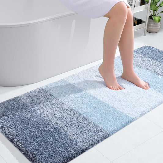 OLANLY Bathroom Rugs Mat 50x30, Extra Soft Absorbent Microfiber Bath Rugs, Rubber Backing, Quick Dry, Machine Washable Bath Mats for Bathroom Floor, Tub and Shower, Home Decor Accessories, Blue