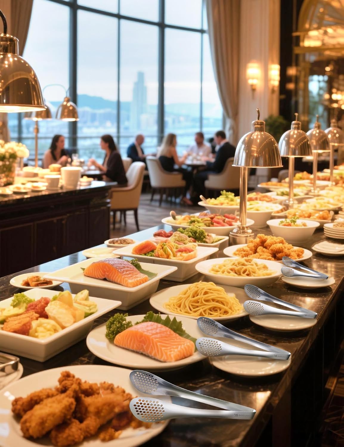 MSY BIGSUNNY 9 inch Buffet Tongs, Set of 2 Stainless Steel Food Serving Tongs