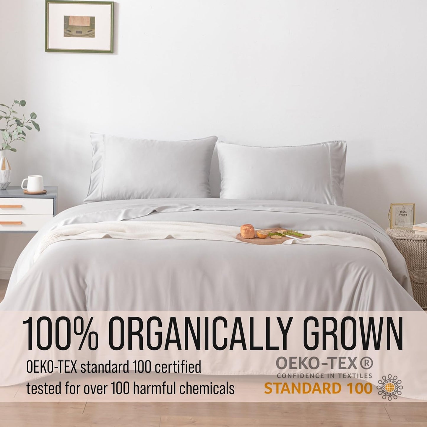 Bella Coterie Luxury Bamboo Viscose Split Top King Size Sheet Set | 100% Organically Grown | Ultra Soft | 34" Split | Cooling for Hot Sleepers | 18" Deep Pocket [Grey Mist]