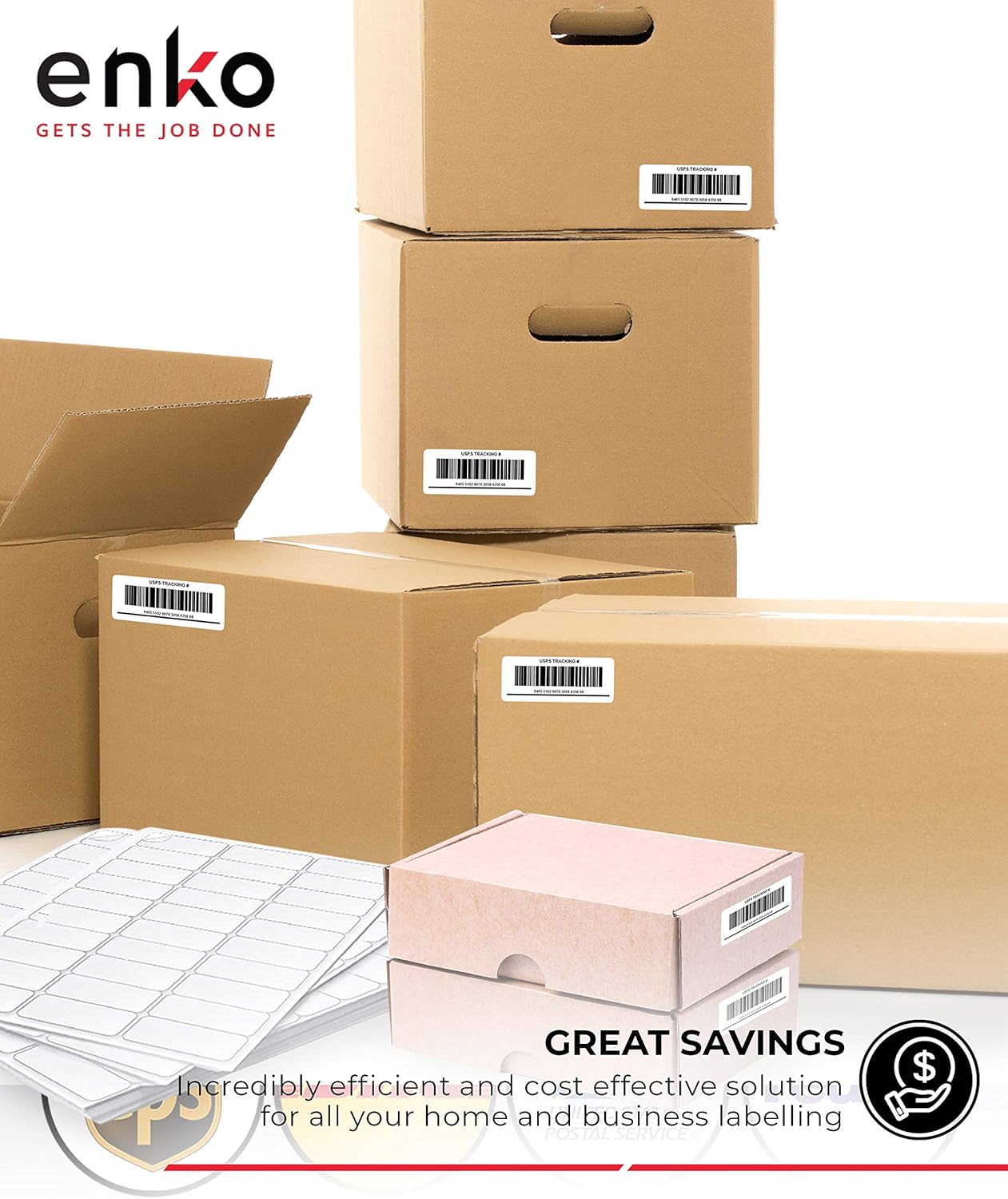 enKo 3-1/2 x 5 inches Label - White Blank - 4 Up Per Sheet Shipping Address Mailing Labels for Laser Inkjet Printer (300 Sheets, 1200 Labels)