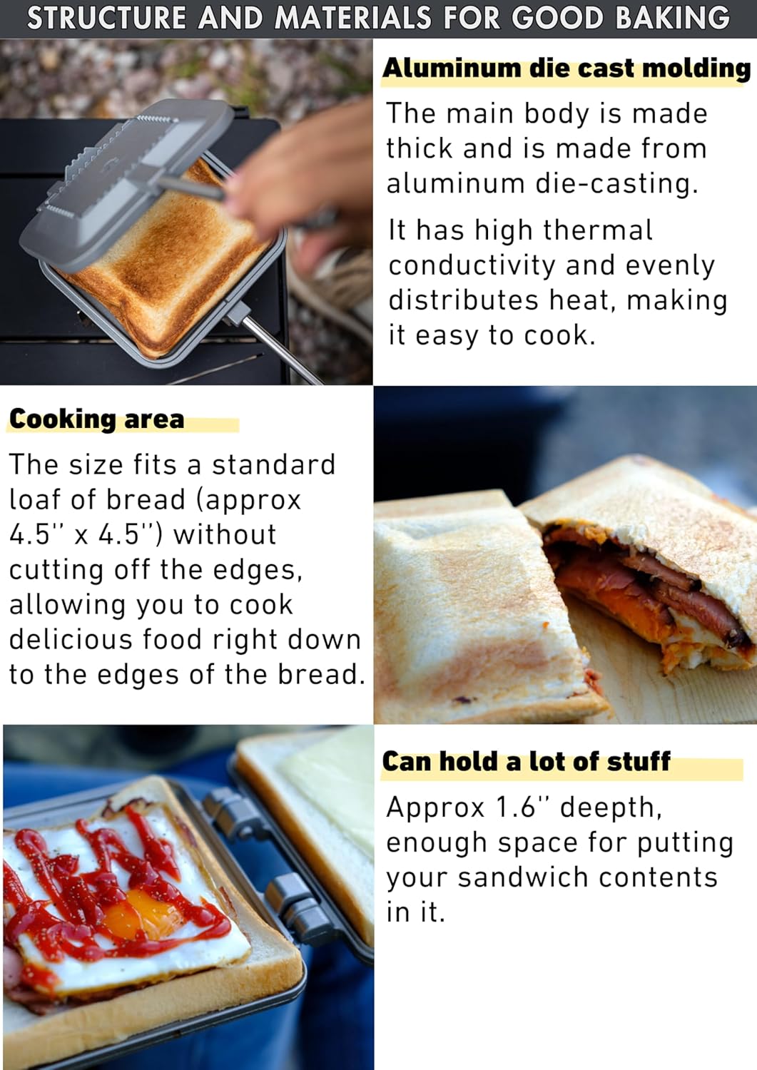 camping moon Sandwich Maker Hot Sand Single Burner Gas Fire Open Fire Compact Aluminum TT-1315 (Silver)