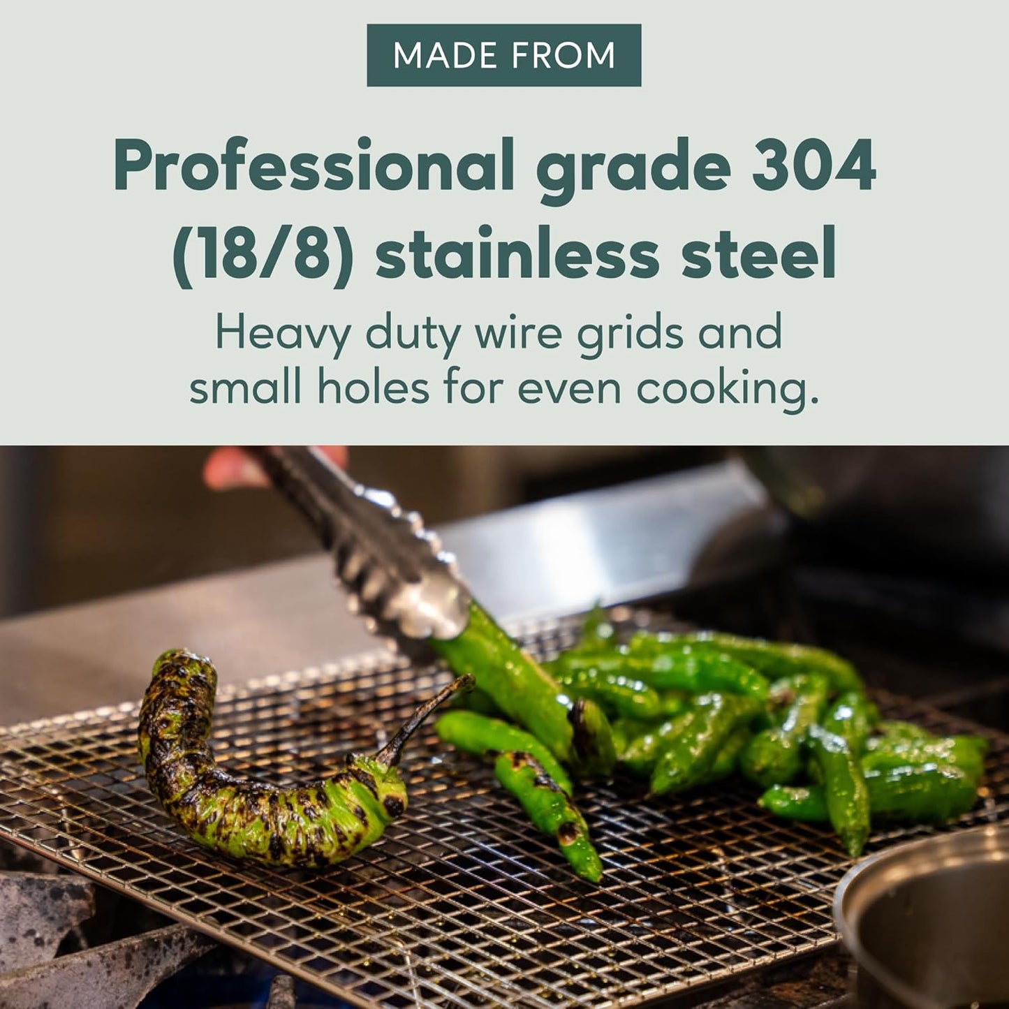 Ultra Cuisine Stainless Steel Baking Rack - 10x14.75 inch Jelly Roll Pan Wire - Oven Grill Sheet Pan - Oven Safe - Dishwasher Safe - Heavy Duty Wire Cooling Rack for Cooking Baking and Roasting